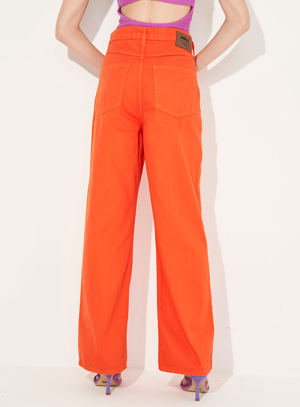 CALÇA SARJA BRUNA LOW 38 LARANJA SAOKO