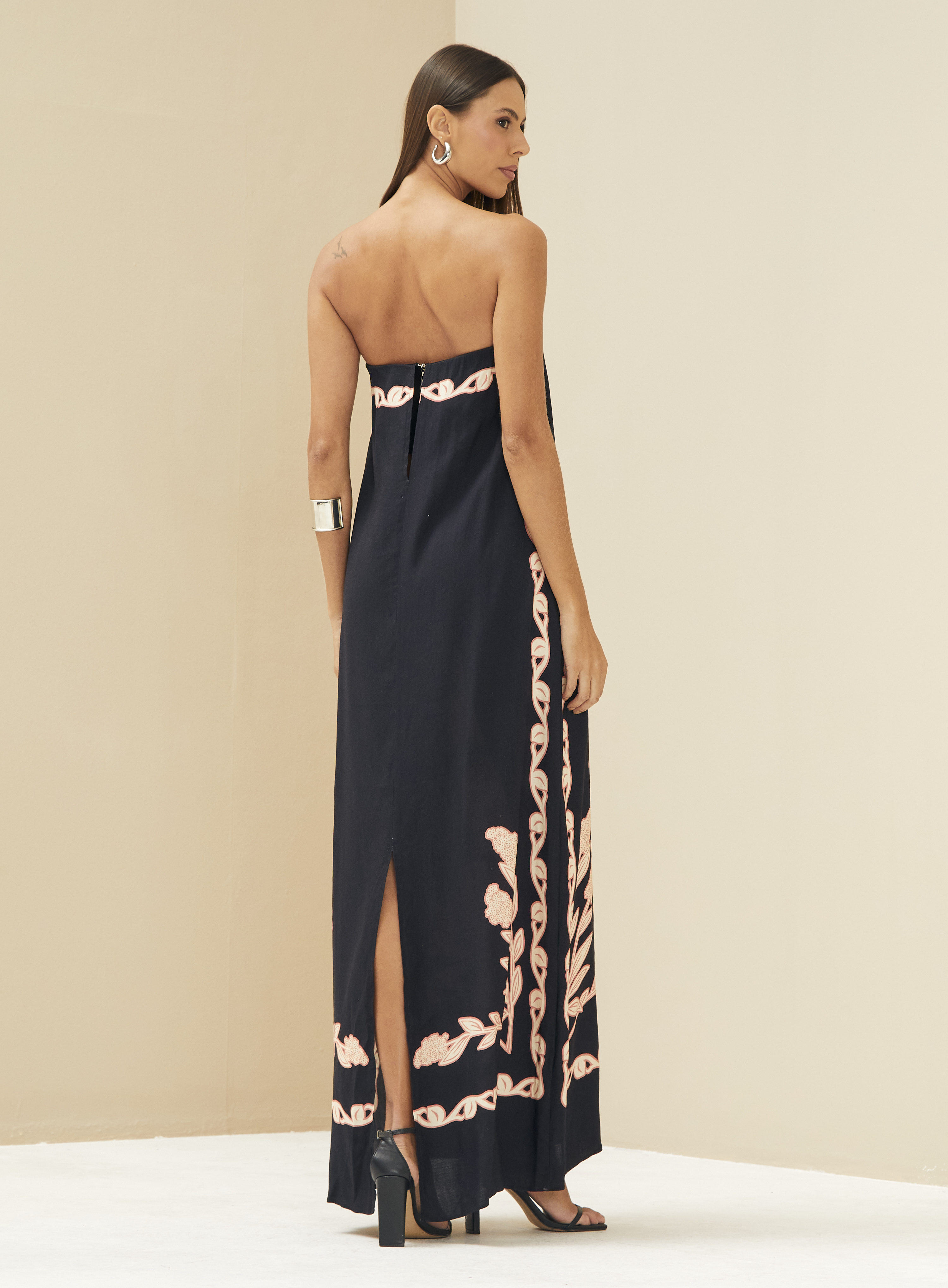 VESTIDO LINHO ESTAMPADO M PALM