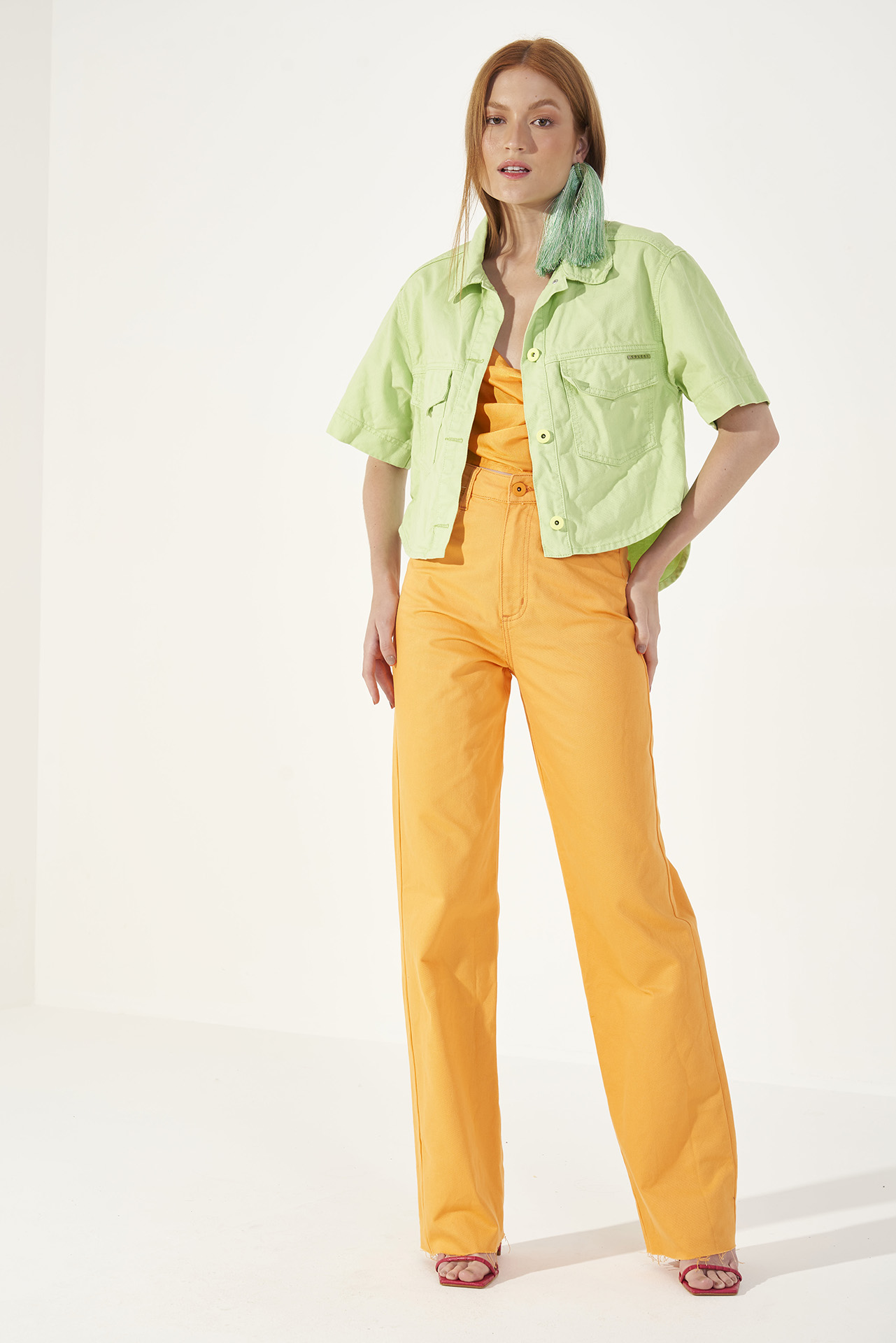 CALÇA SARJA JULIETTE 42 LARANJA ETELA