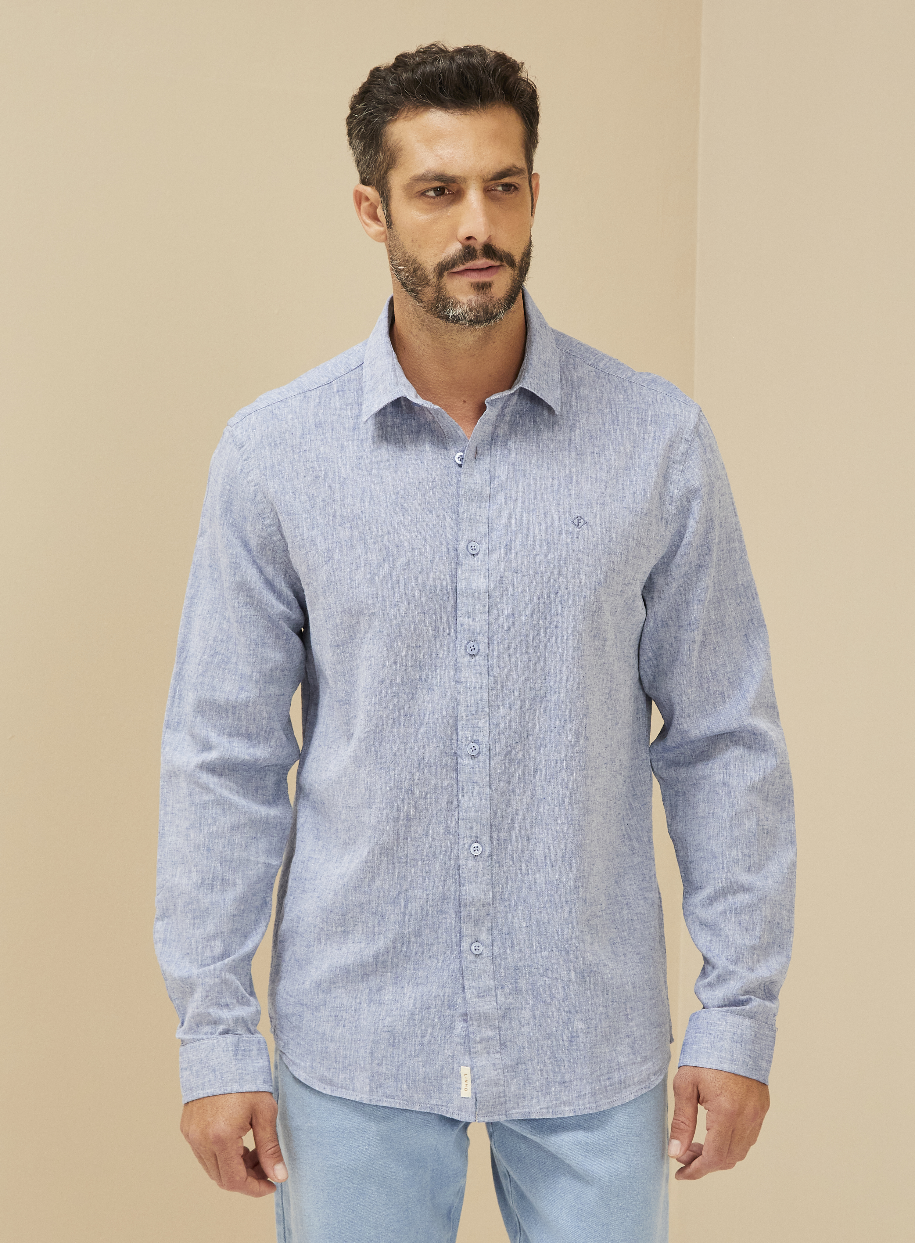 CAMISA LINHO RELAX G AZUL OLYMPIC