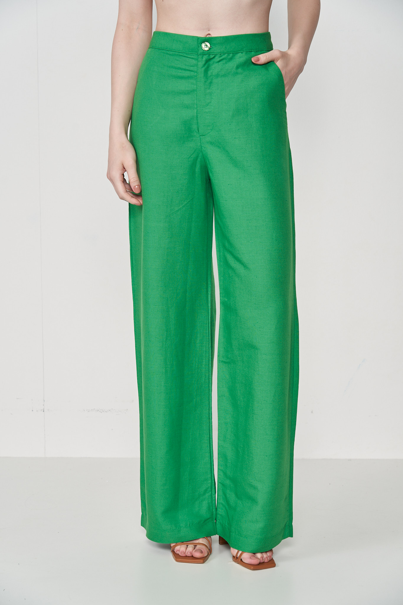 CALÇA LINHO 36 VERDE DILLE
