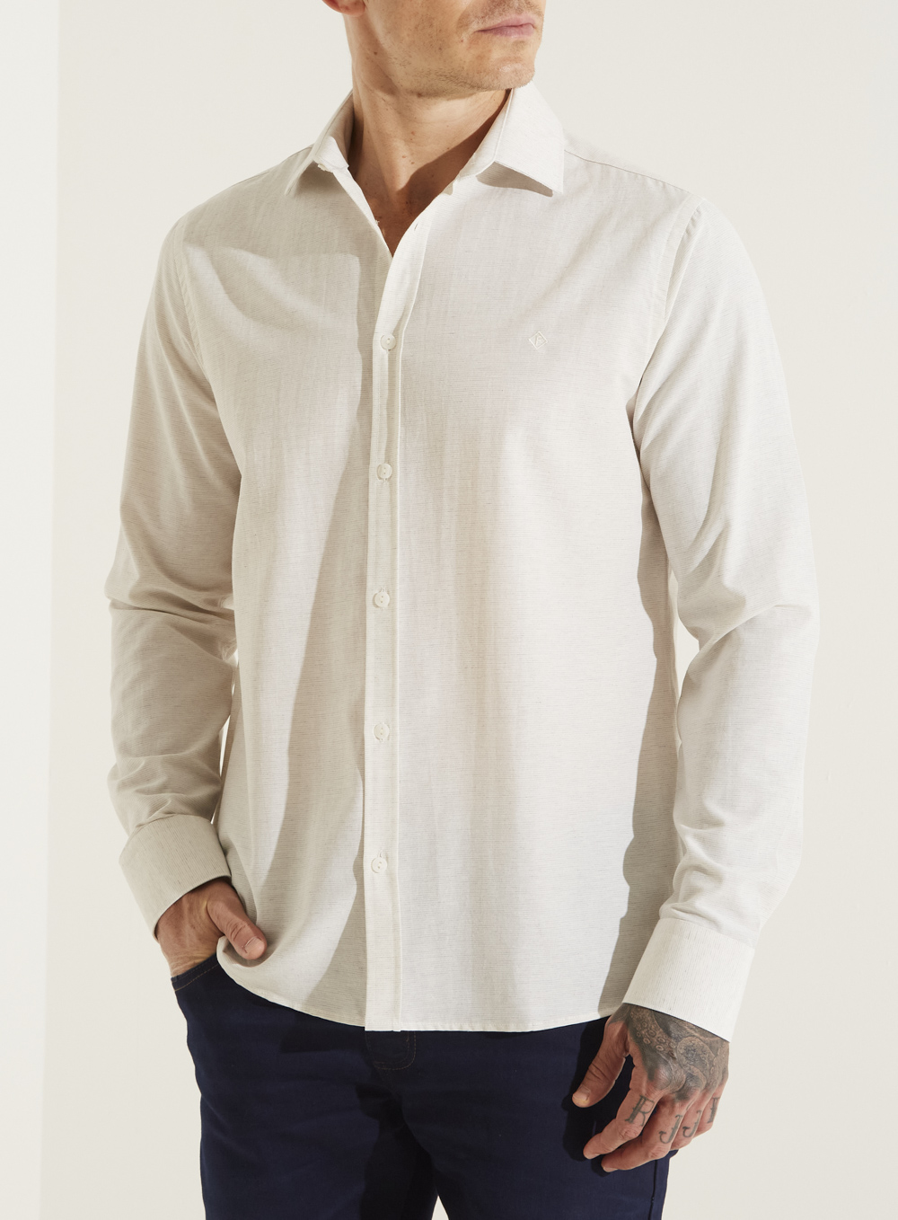 CAMISA SLIM FIT 3 BEGE/MESCLA