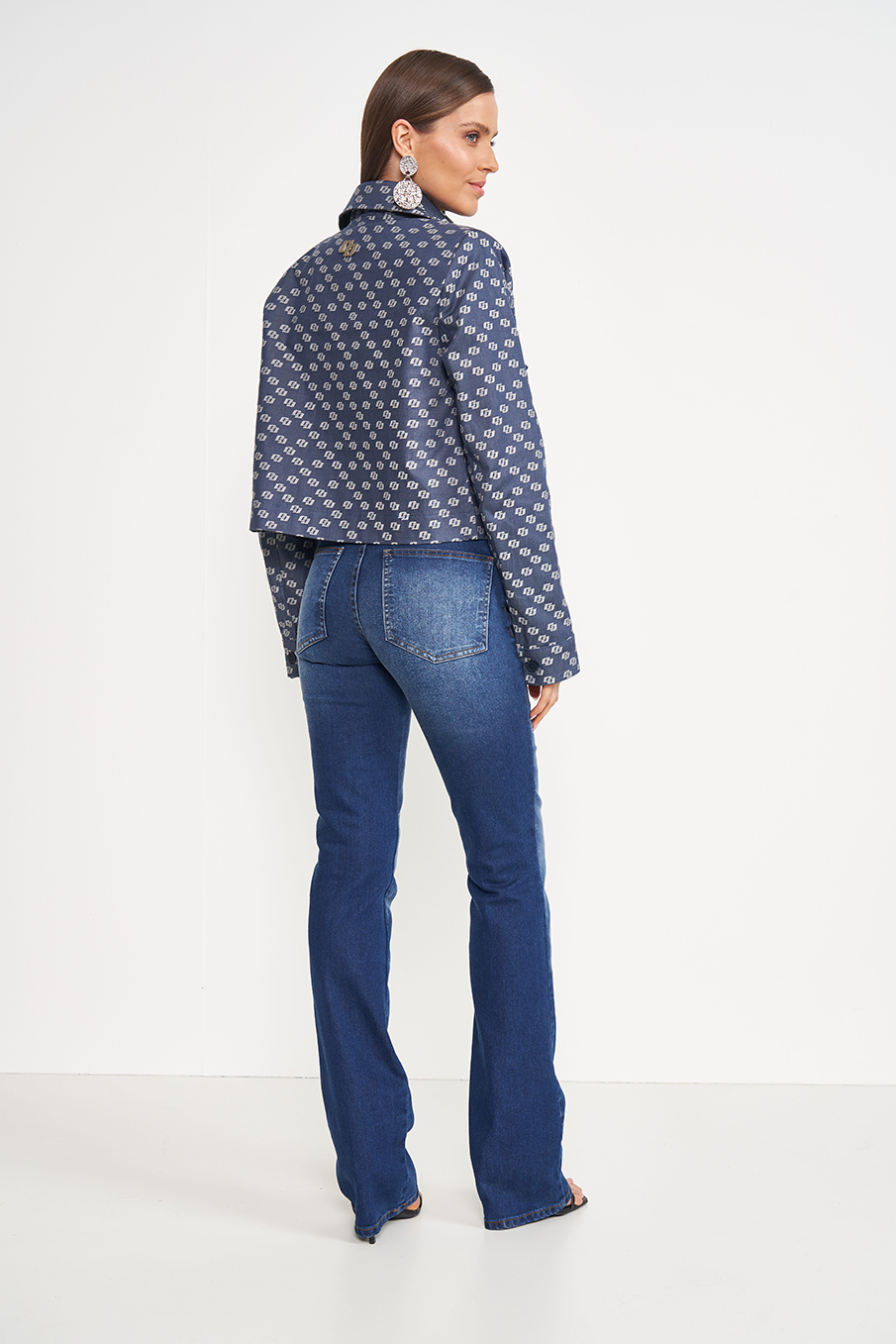 JAQUETA JACQUARD M AZUL/BEGE