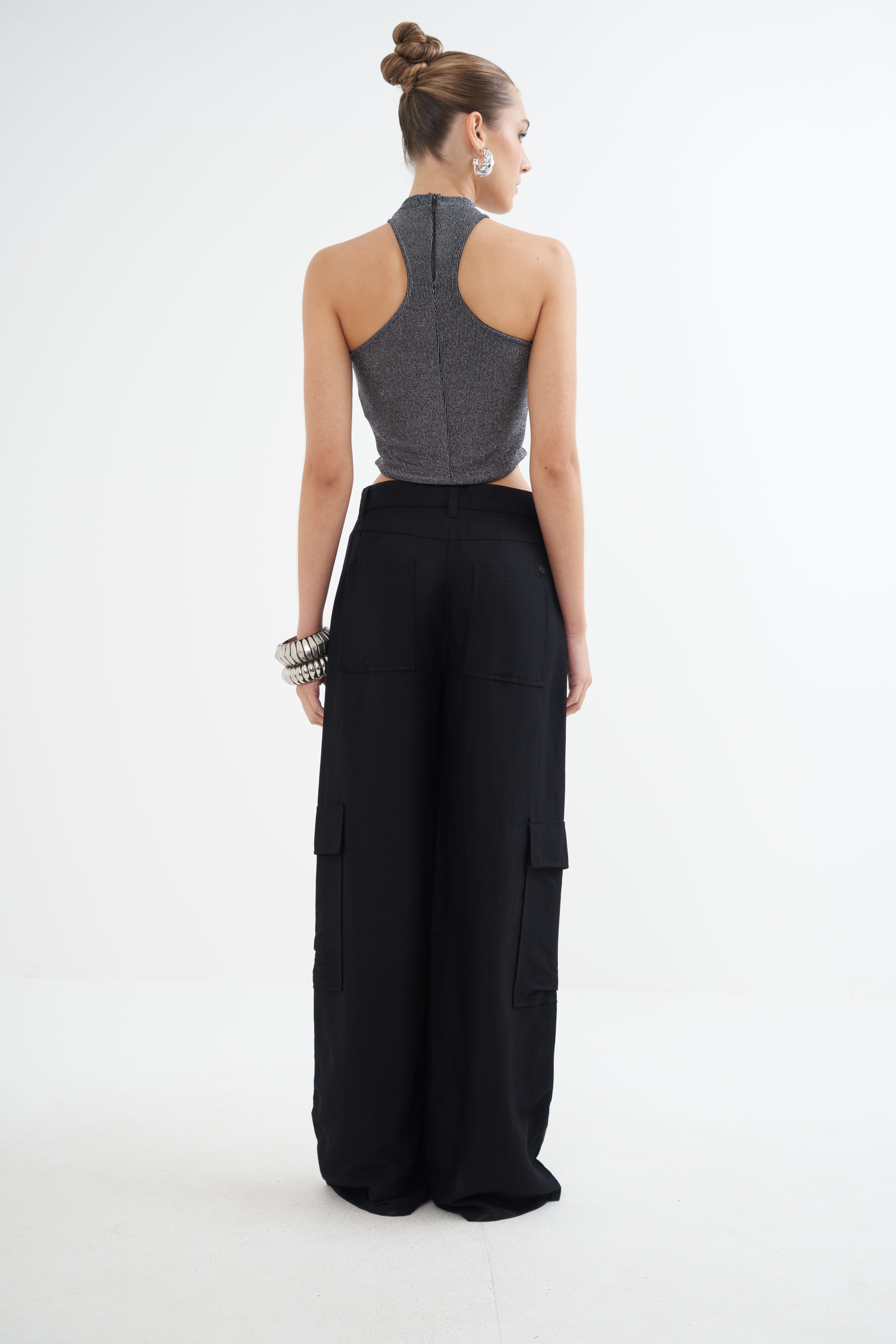 BLUSA METALIZADA P PRETO/PRATA