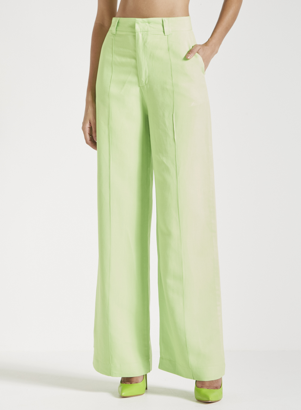 CALÇA LINHO 44 VERDE PAU-BRASIL