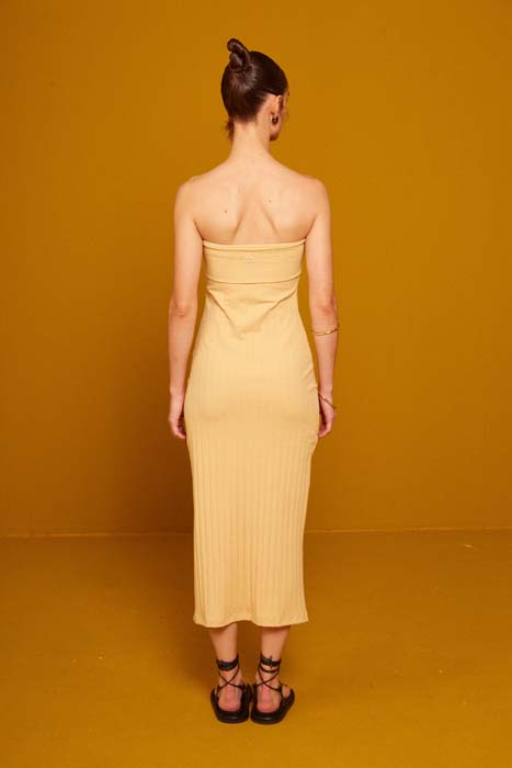 VESTIDO CANELADO G BEGE LEBLANC