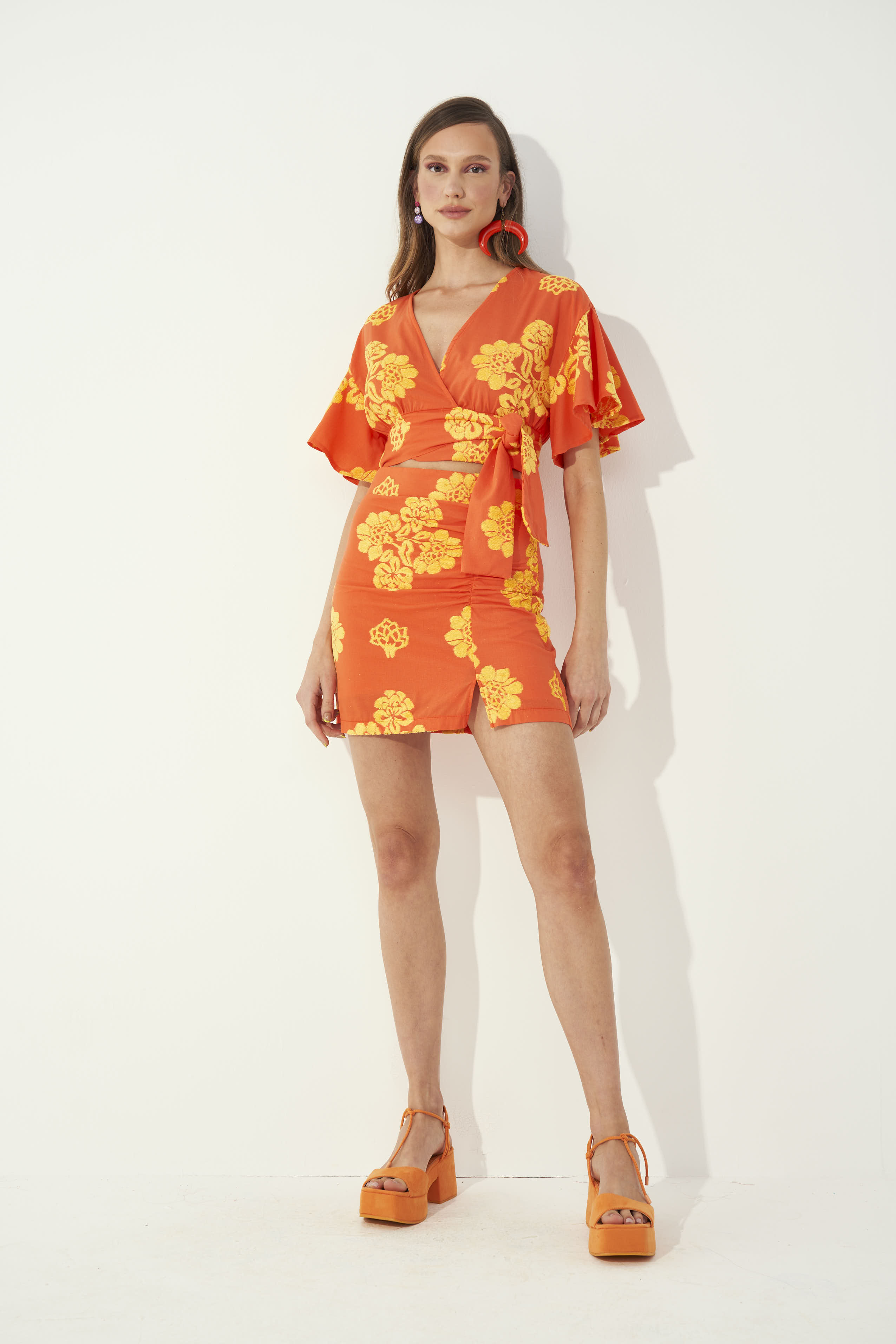 BLUSA JACQUARD P LARANJA/AMARELO