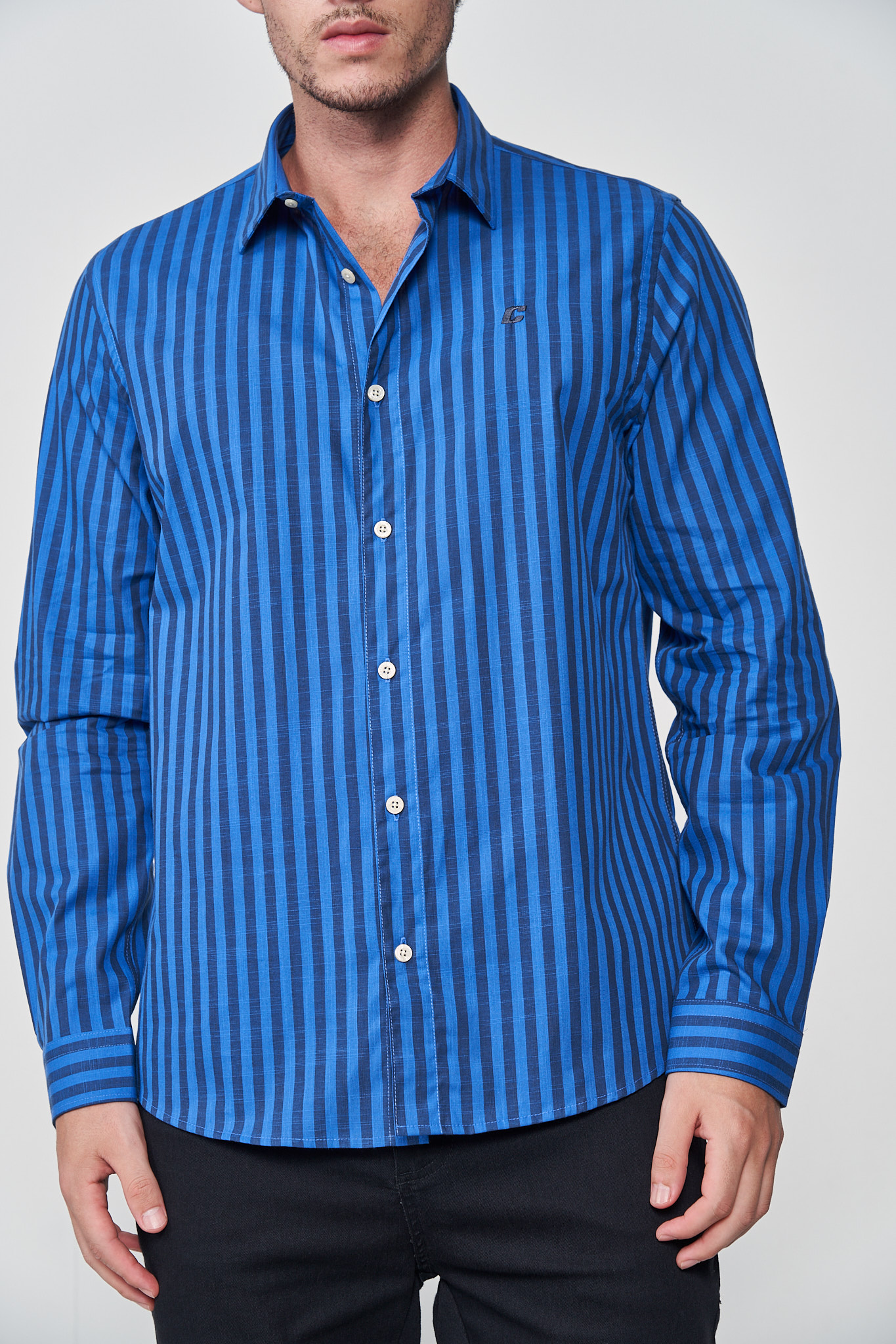 CAMISA RELAX LISTRADA GG AZUL
