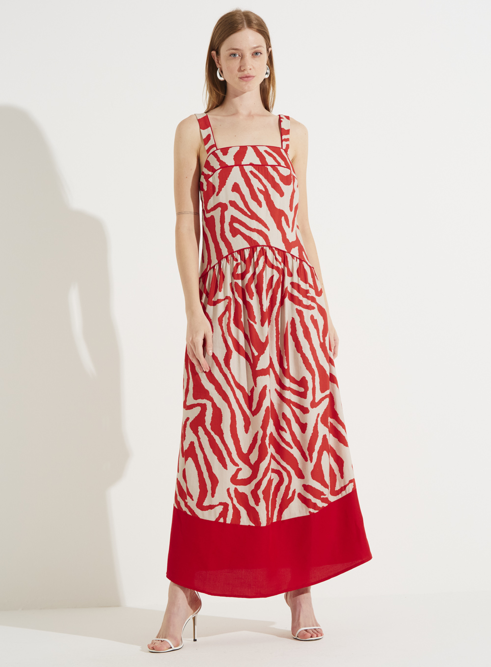 VESTIDO LINHO ESTAMPADO G ANIMAL PRIN.RED