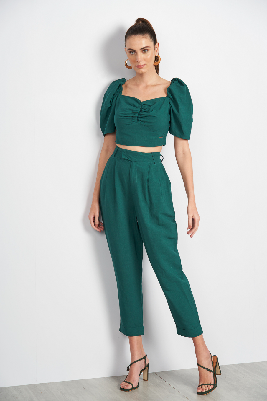 CALÇA LINHO ALFAIATARIA 36 VERDE RATIVO