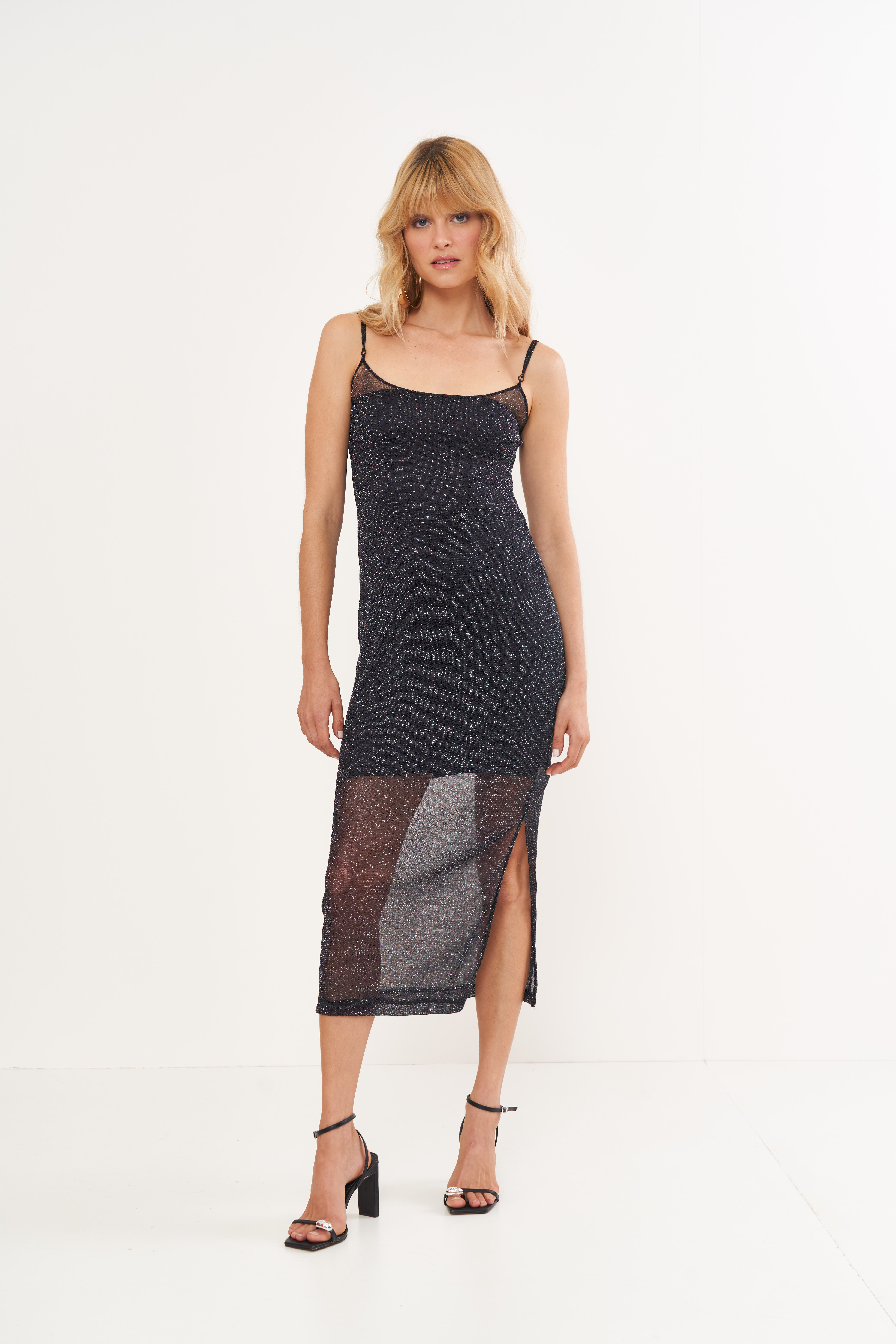 VESTIDO TULE M PRETO/PRATA