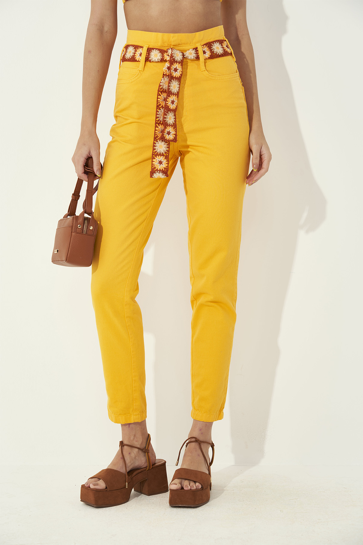 CALÇA SARJA BRUNA 36 AMARELO SOLARIO