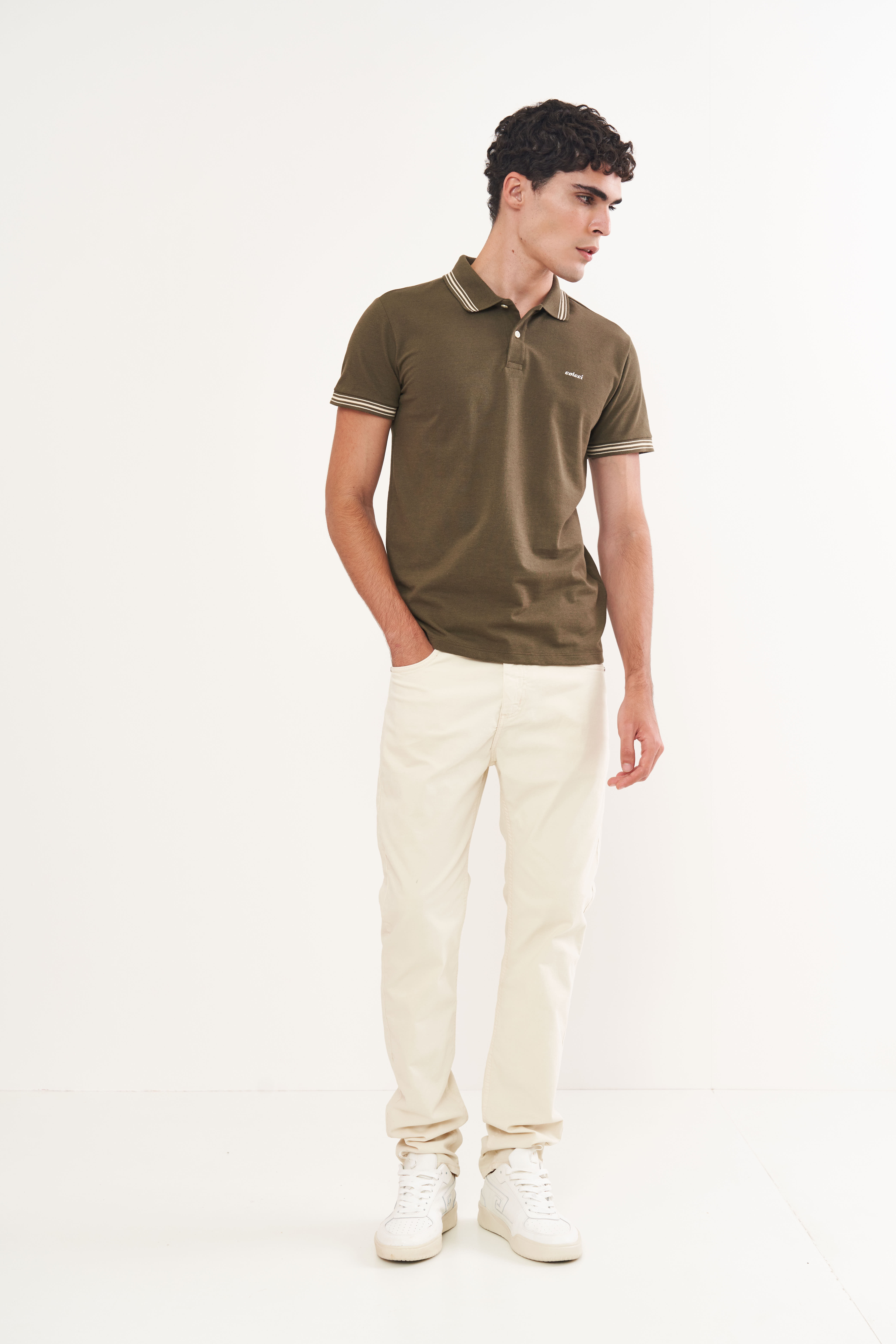 CALÇA SARJA NEW FELIPE 42 BEGE TAUPE