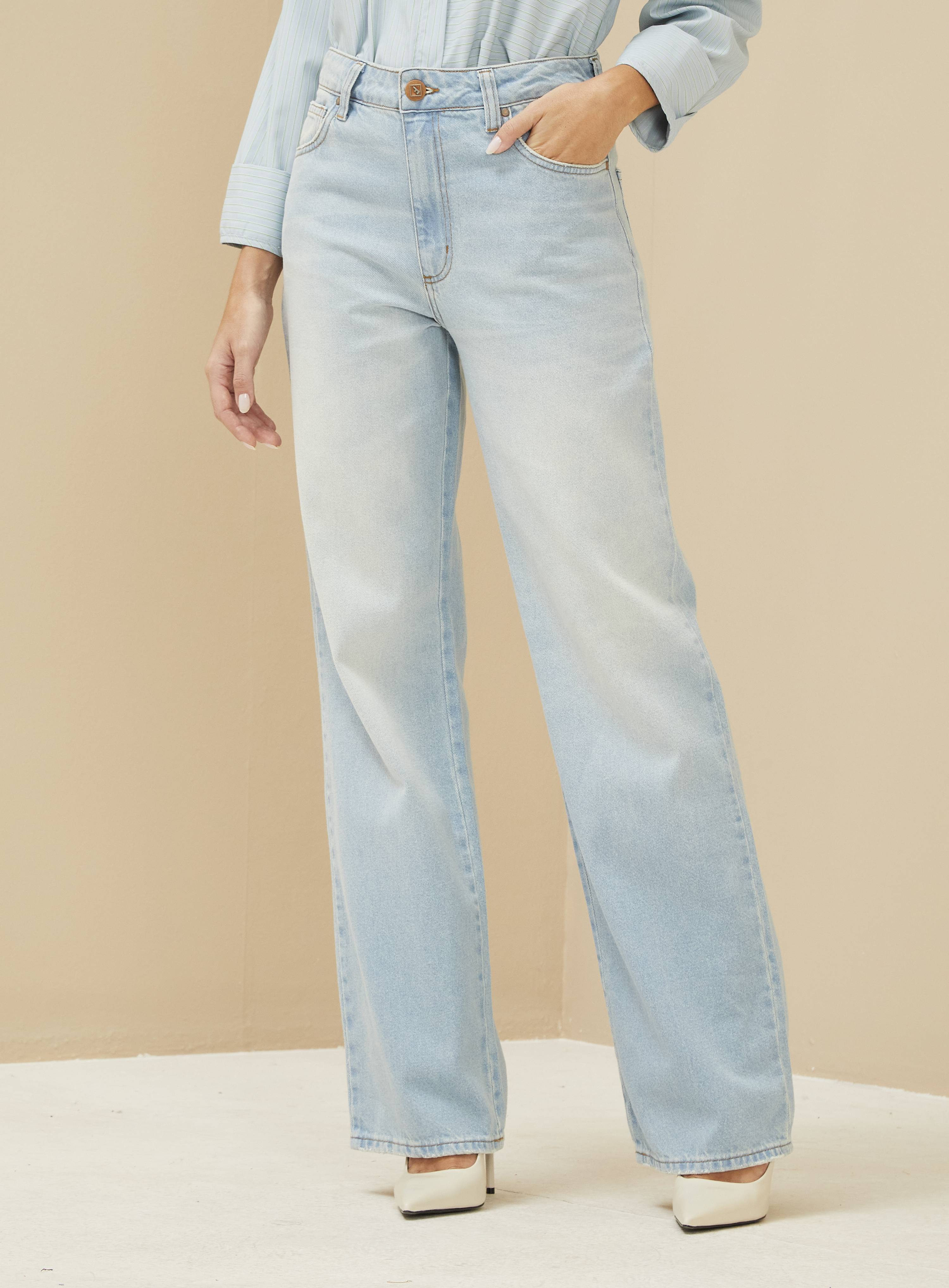 CALÇA JEANS RAQUEL WIDE LEG 42 INDIGO