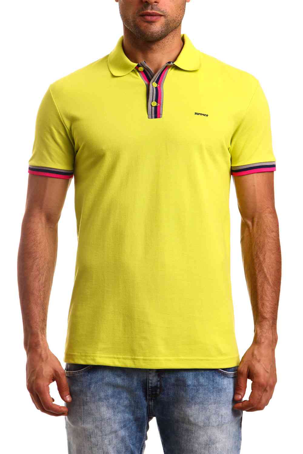POLO MASC MC BORD M VERDE ATIVO