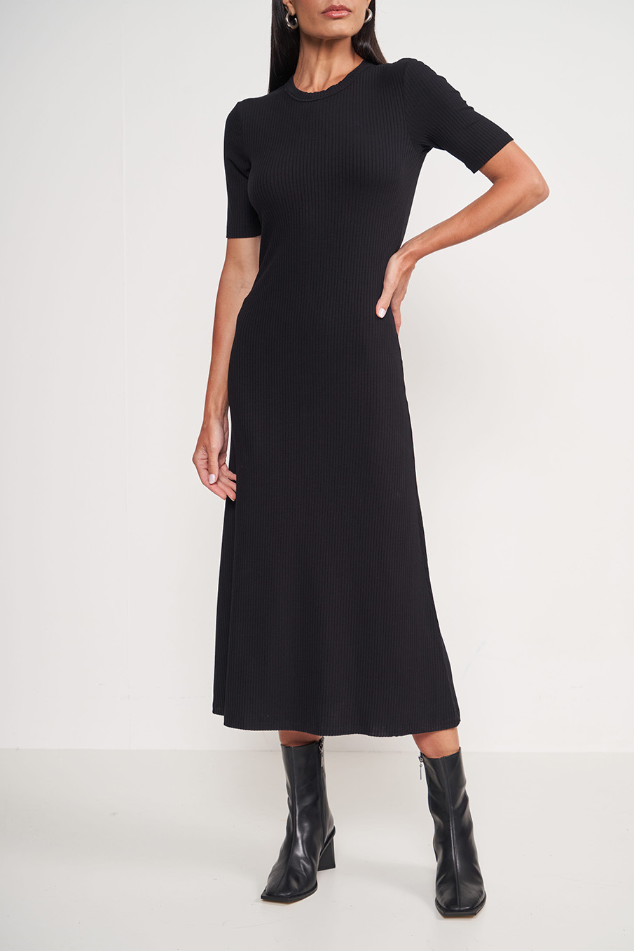 VESTIDO CANELADO PP MARROM FEIJO