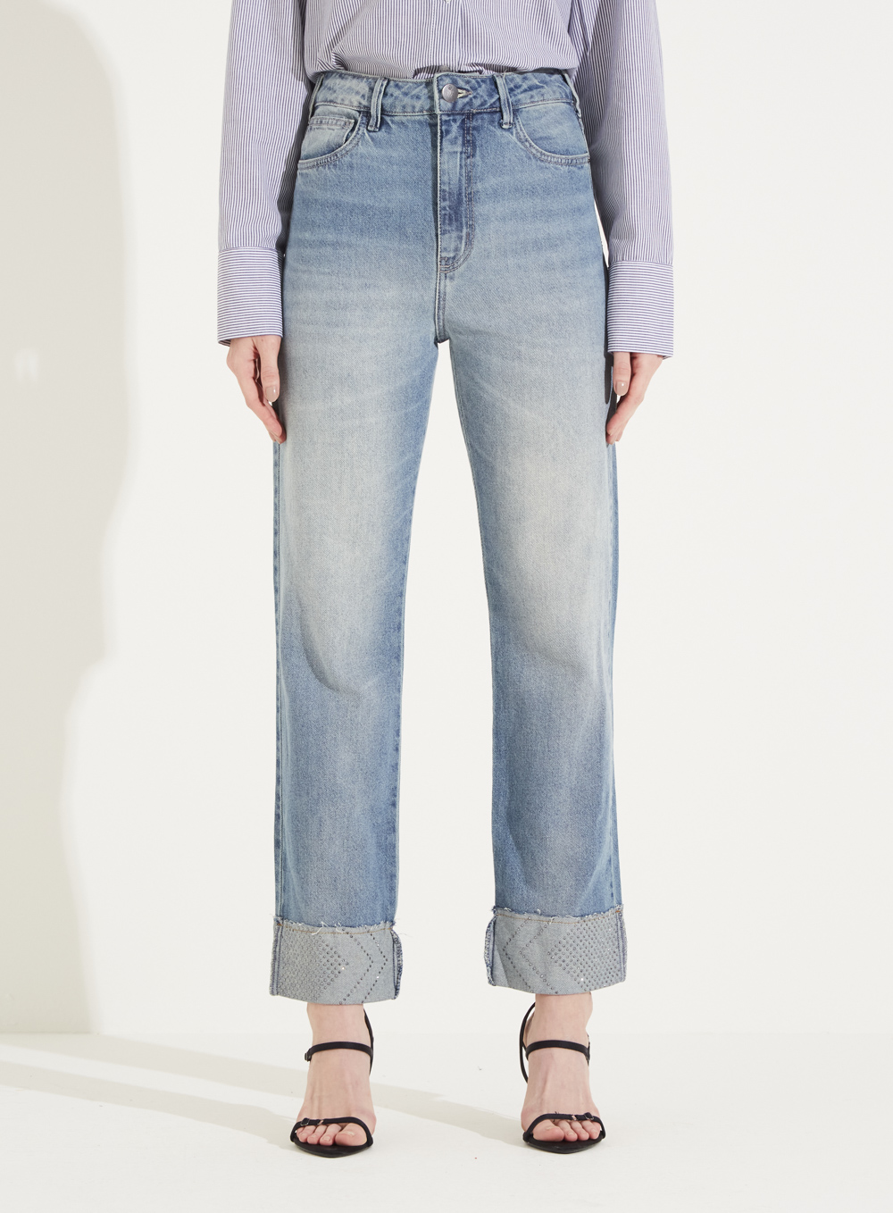 CALÇA JEANS NADIA COM DOBRA 44 INDIGO