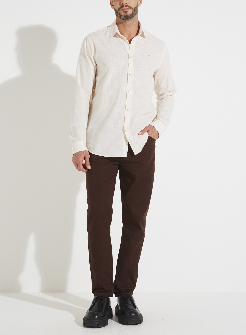 CAMISA RELAX M BEGE/OFF