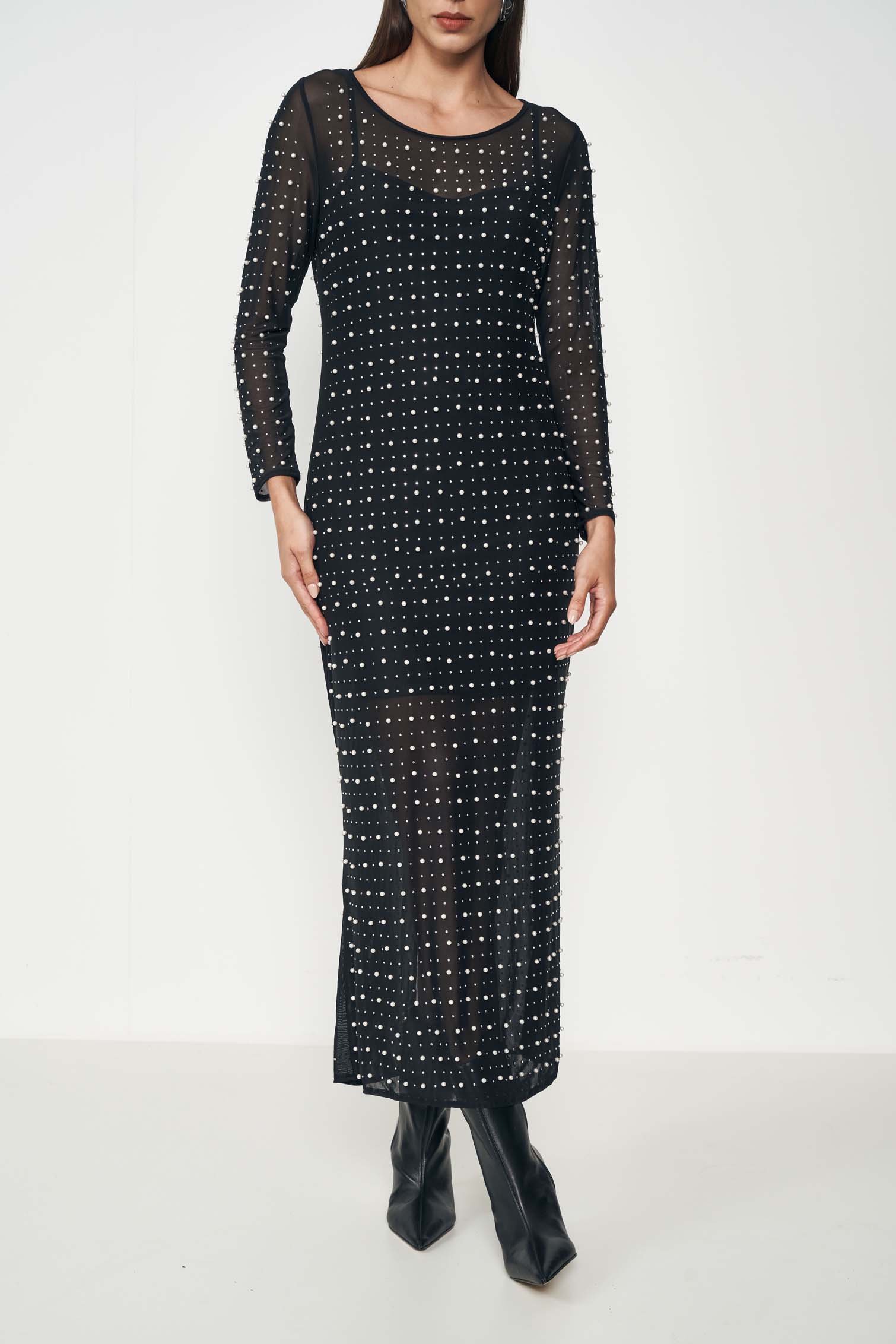 VESTIDO TULE COM APLICACAO G PRETO