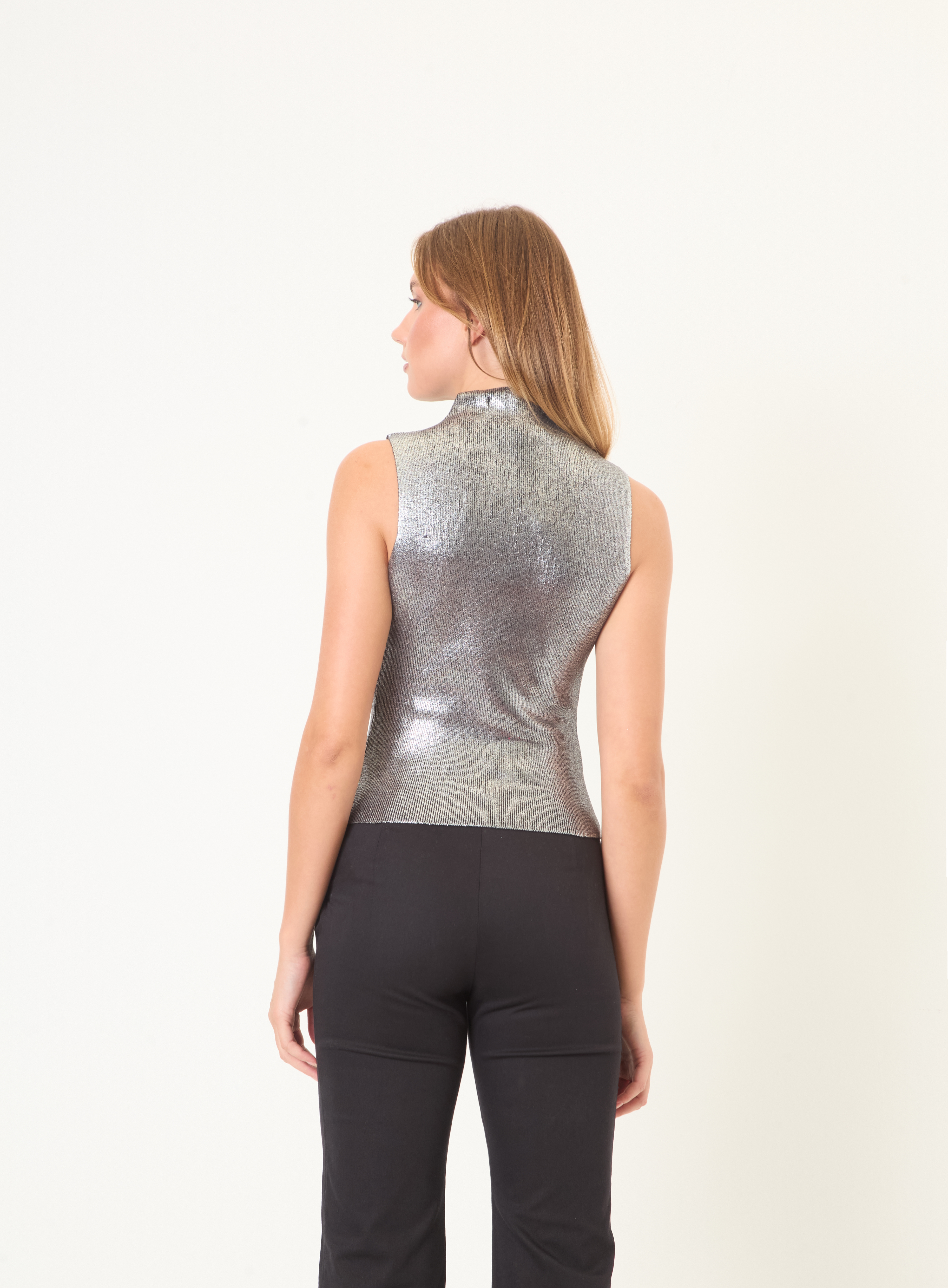 BLUSA TRICÔ METALIZADA M GRAFITE