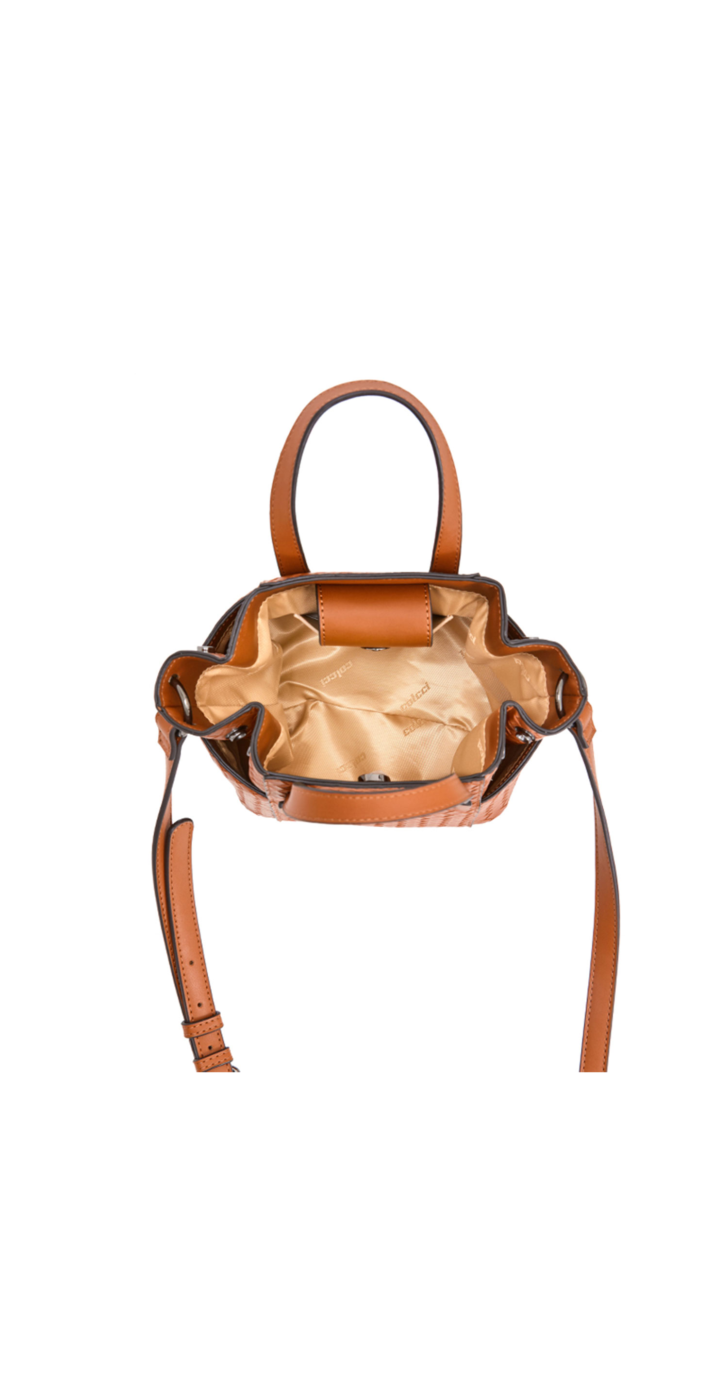 BOLSA COLCCI FEM BUCKET TRESSE U CARAMELO