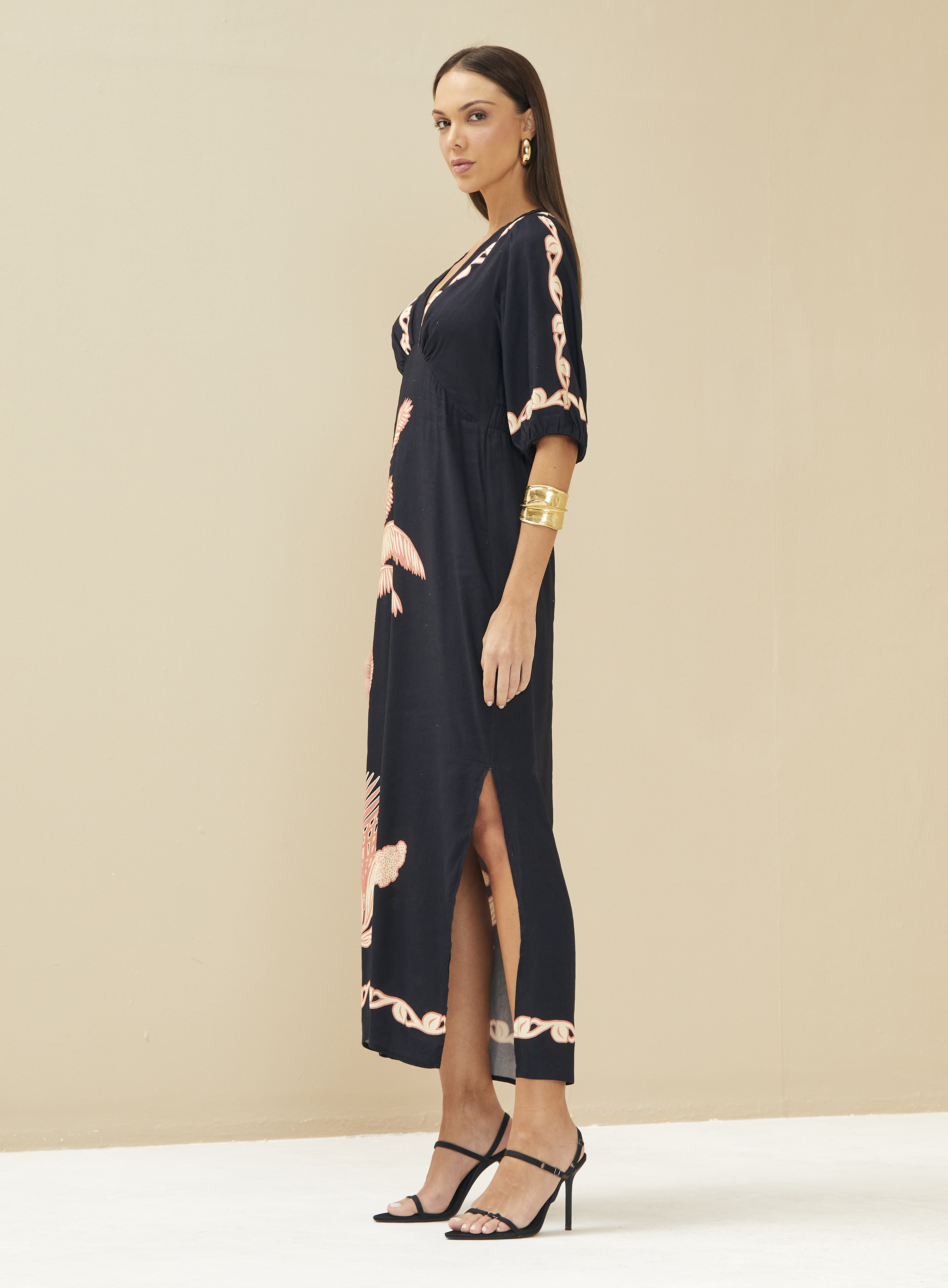 VESTIDO LINHO ESTAMPADO G PALM