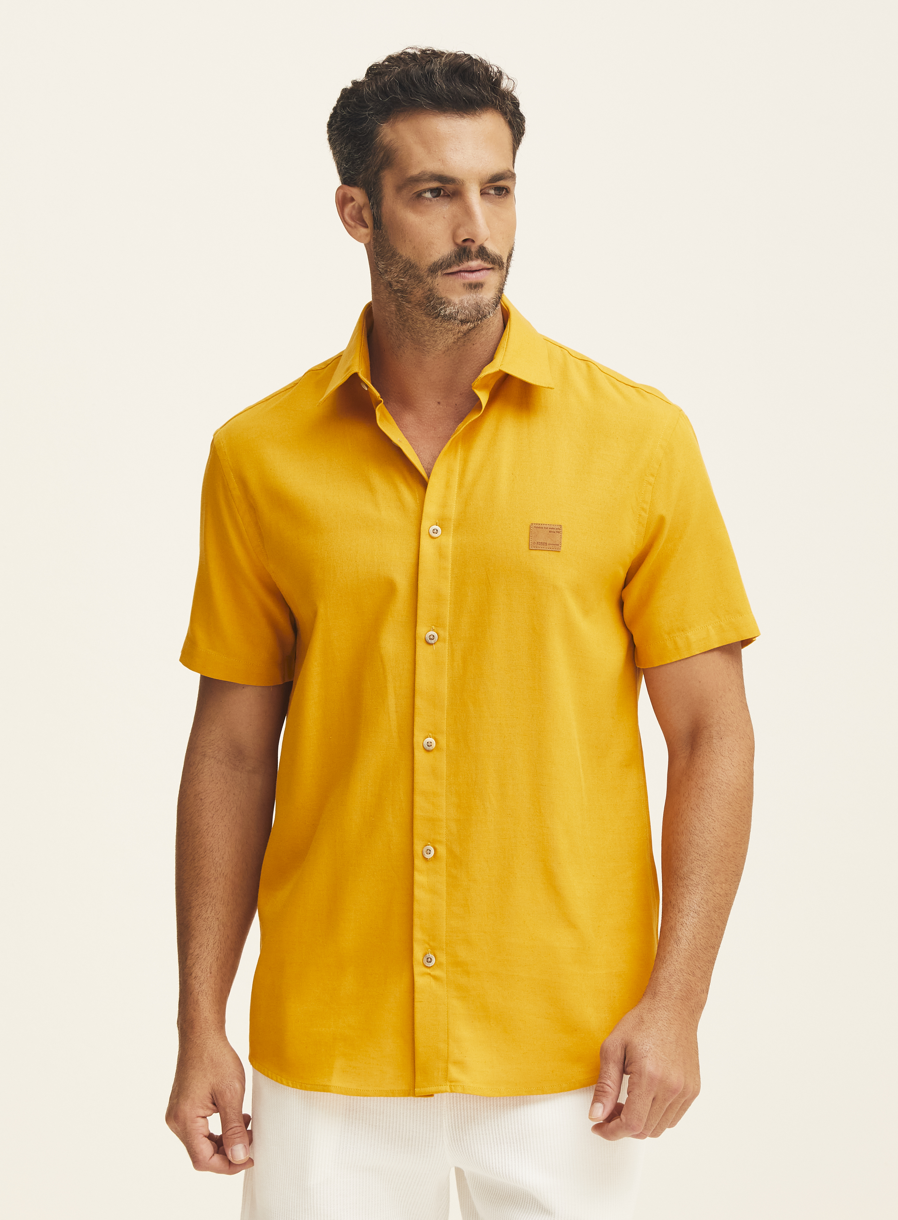 CAMISA  LINHO RELAX P AMARELO LUCKY COIN