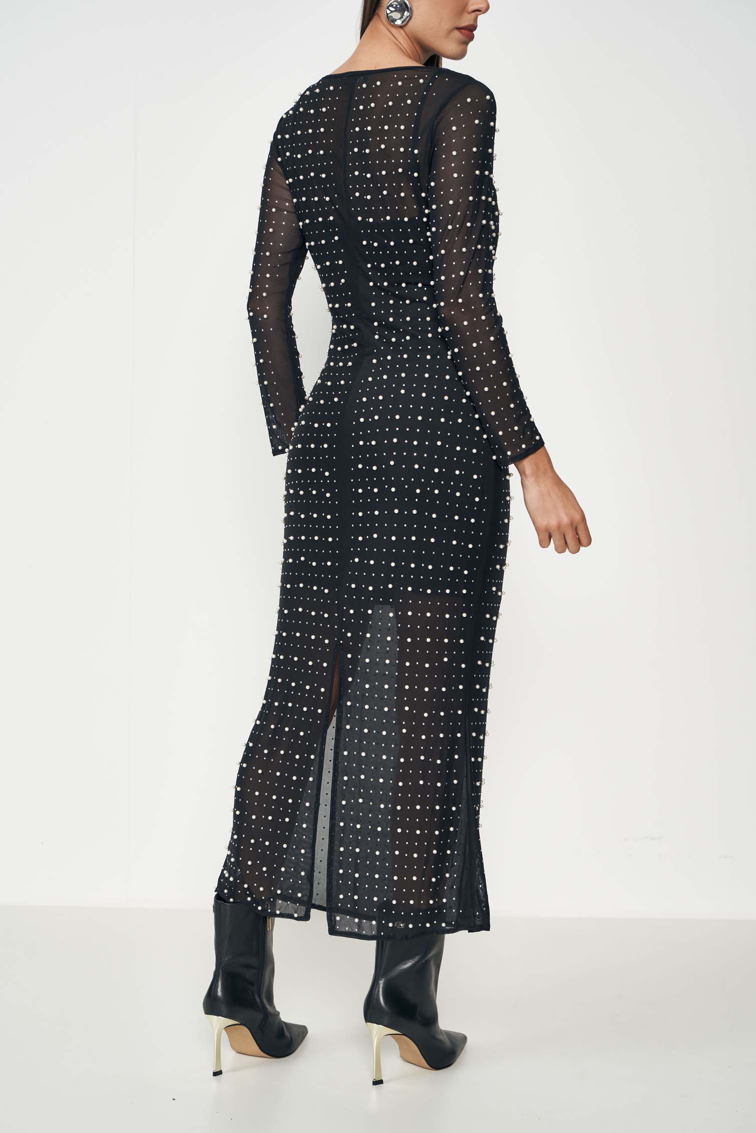 VESTIDO TULE COM APLICACAO G PRETO