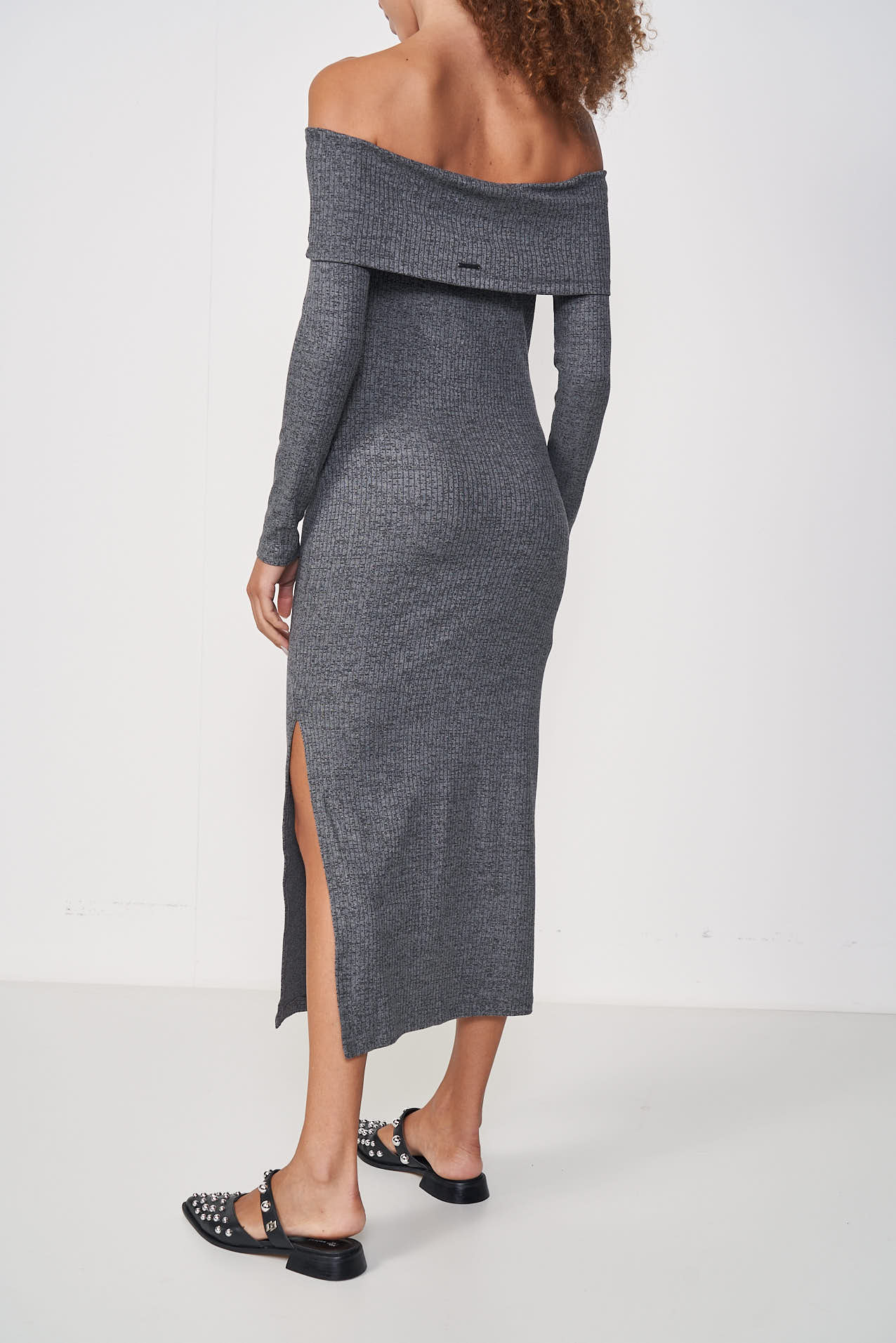 VESTIDO CANELADO G MESC.ESC./PRET.