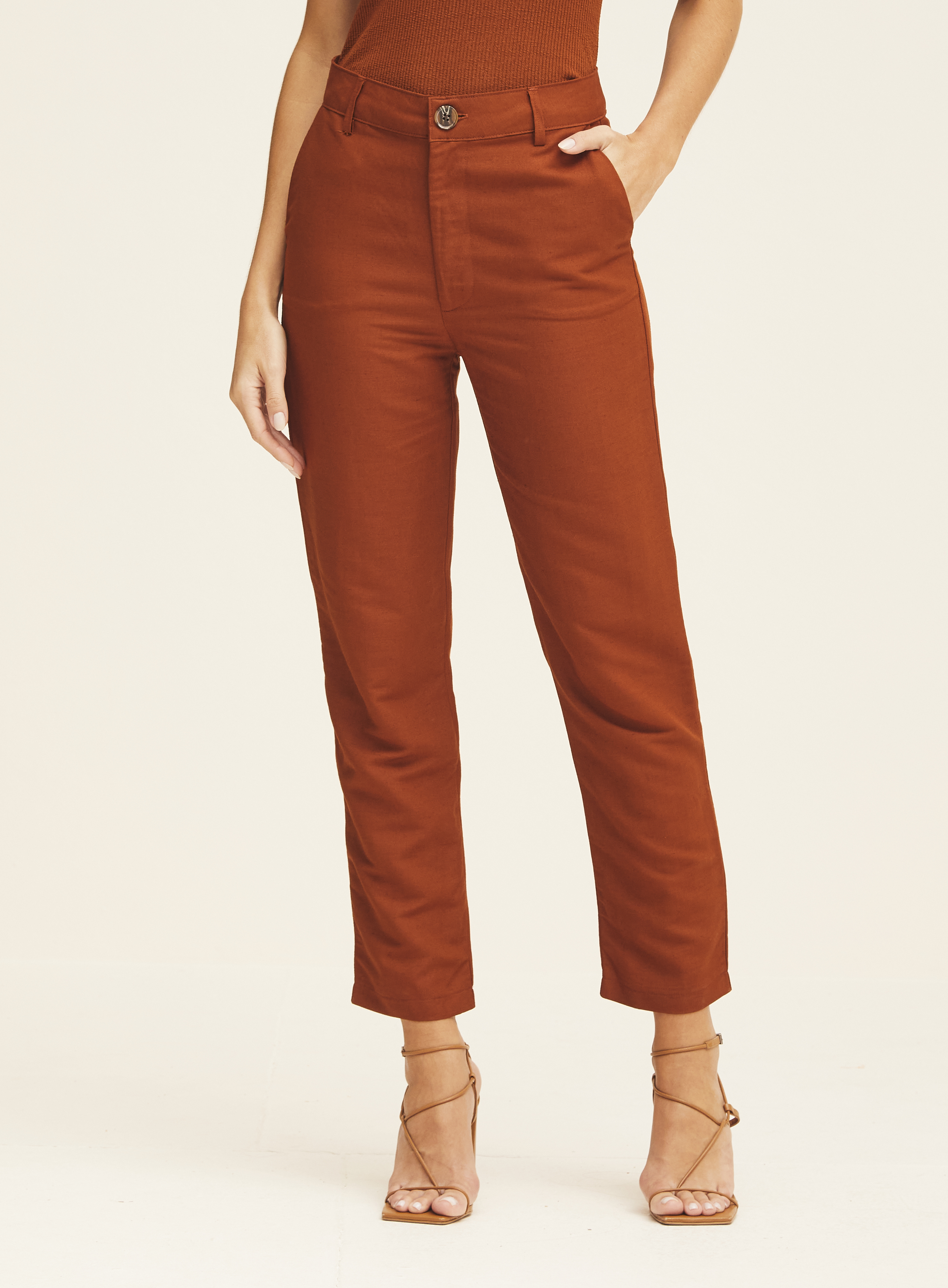 CALÇA LINHO G MARROM ZEUS