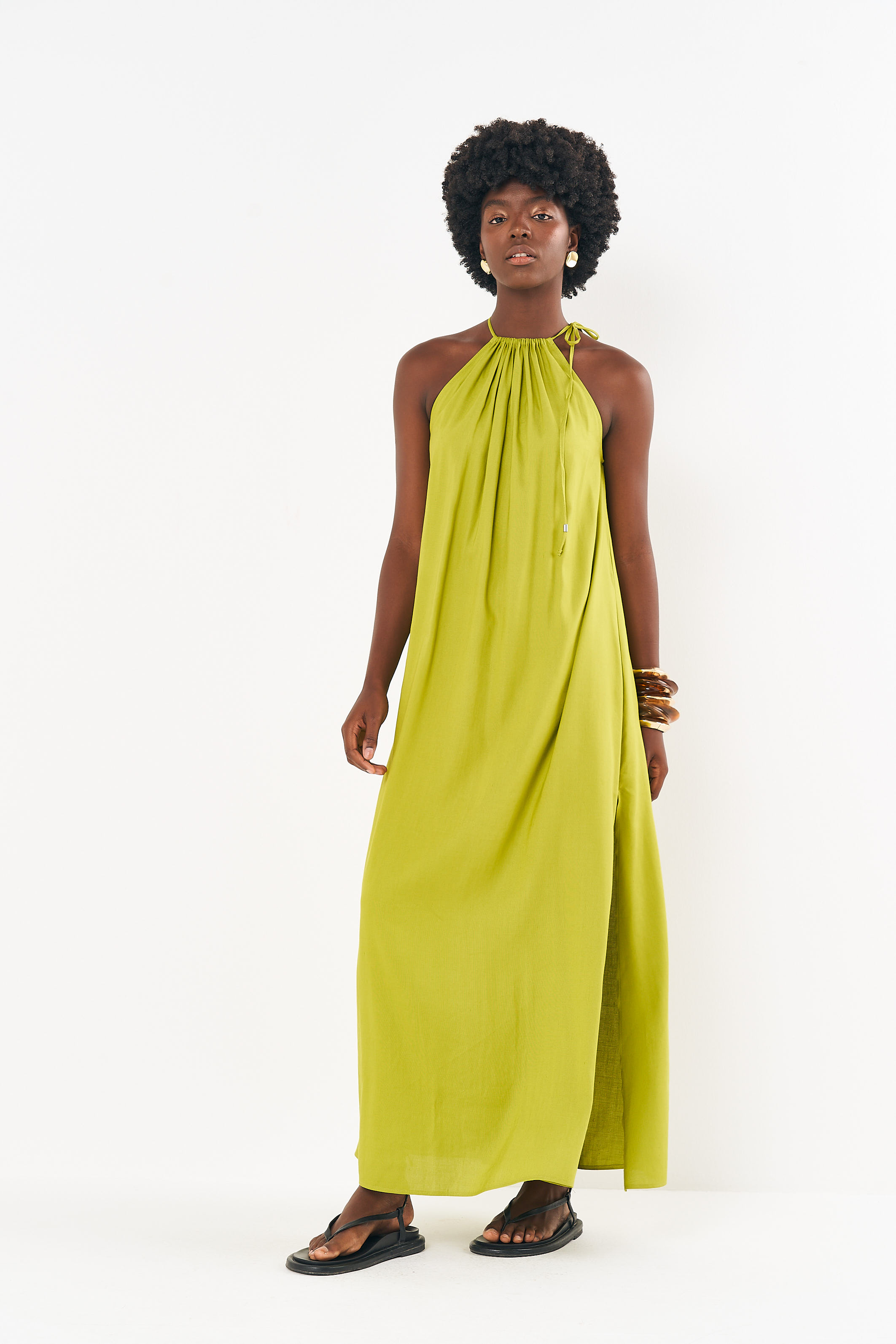 VESTIDO LINHO P MARROM EBBELA