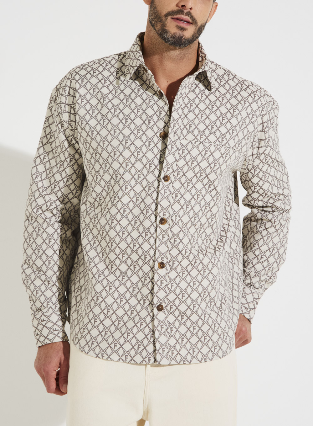 CAMISA JACQUARD BARCELONA M OFF/MARROM