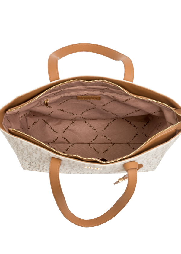 BOLSA FEM COLCCI SHOP BAG MONOGRAMA U BEGE