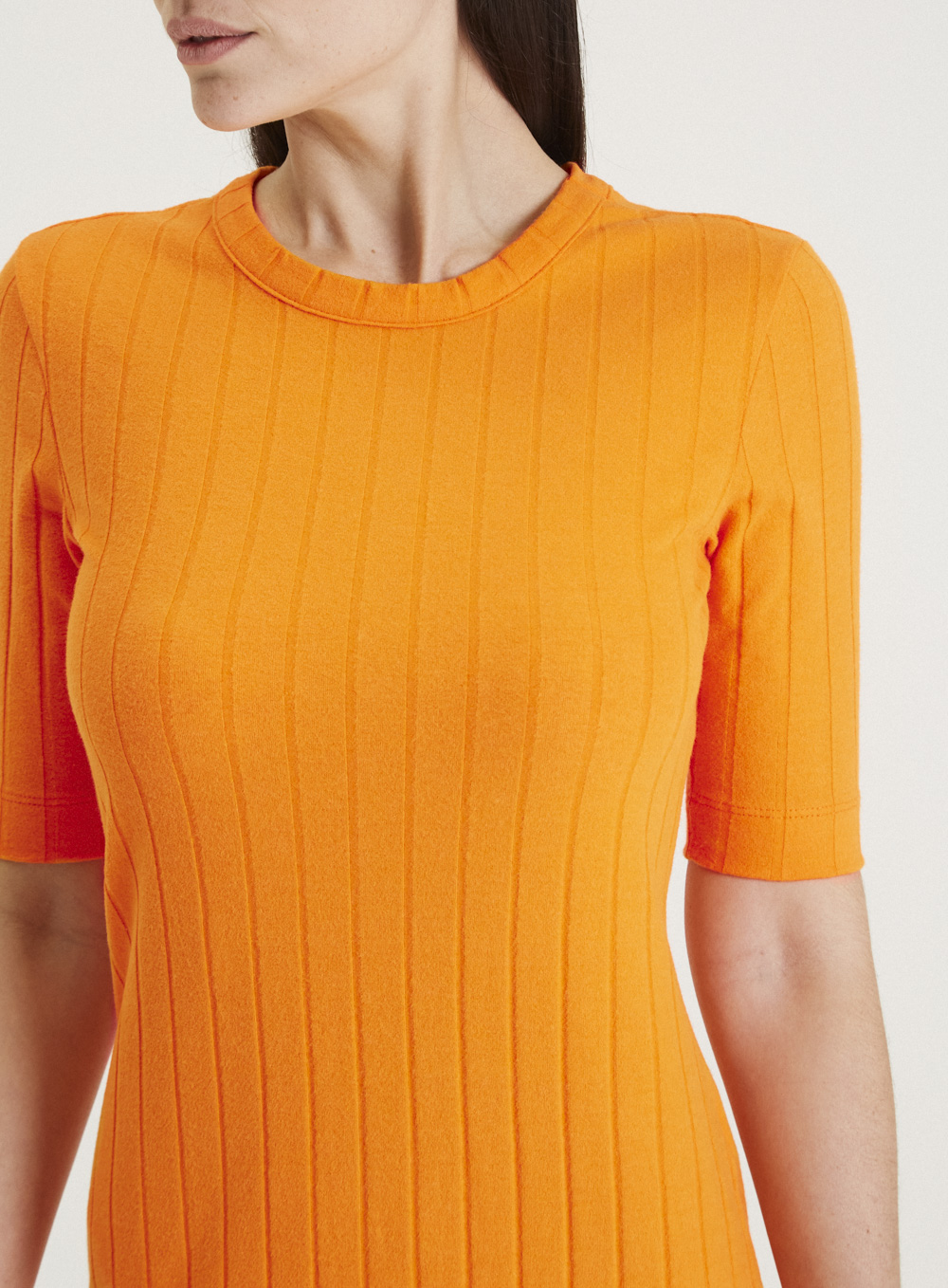 VESTIDO CANELADO P LARANJA BELAGIO