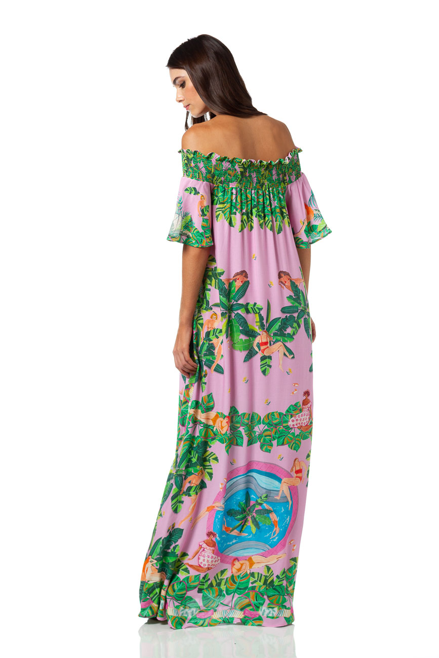 VESTIDO LONGO ESTAMPADO P CLUBE GAIA