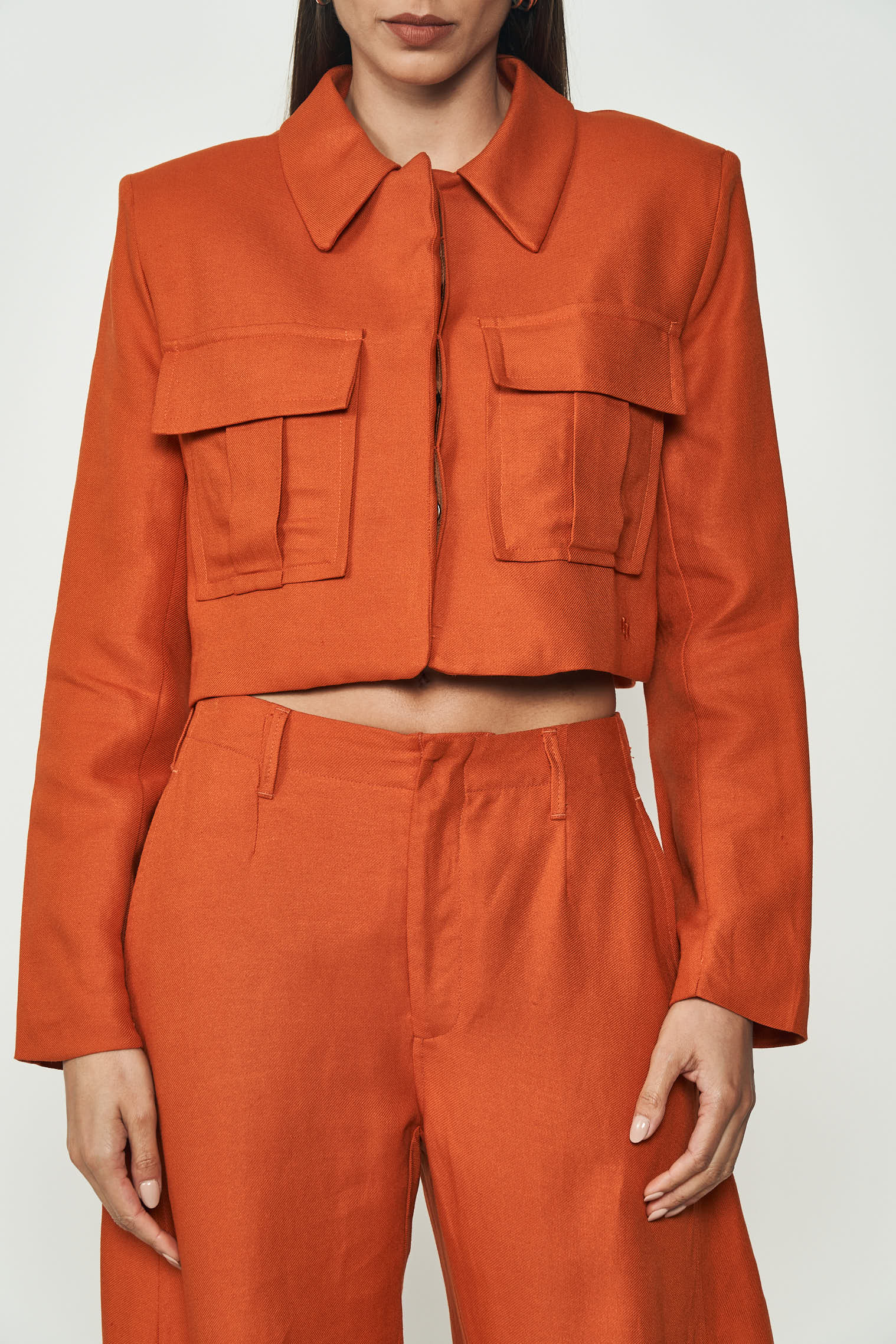 JAQUETA LINHO P LARANJA RUSSET