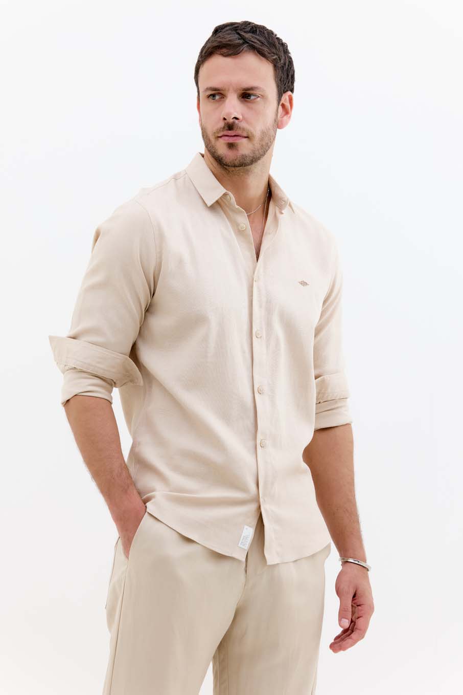 CAMISA LINHO CASUAL M BEGE DAISY
