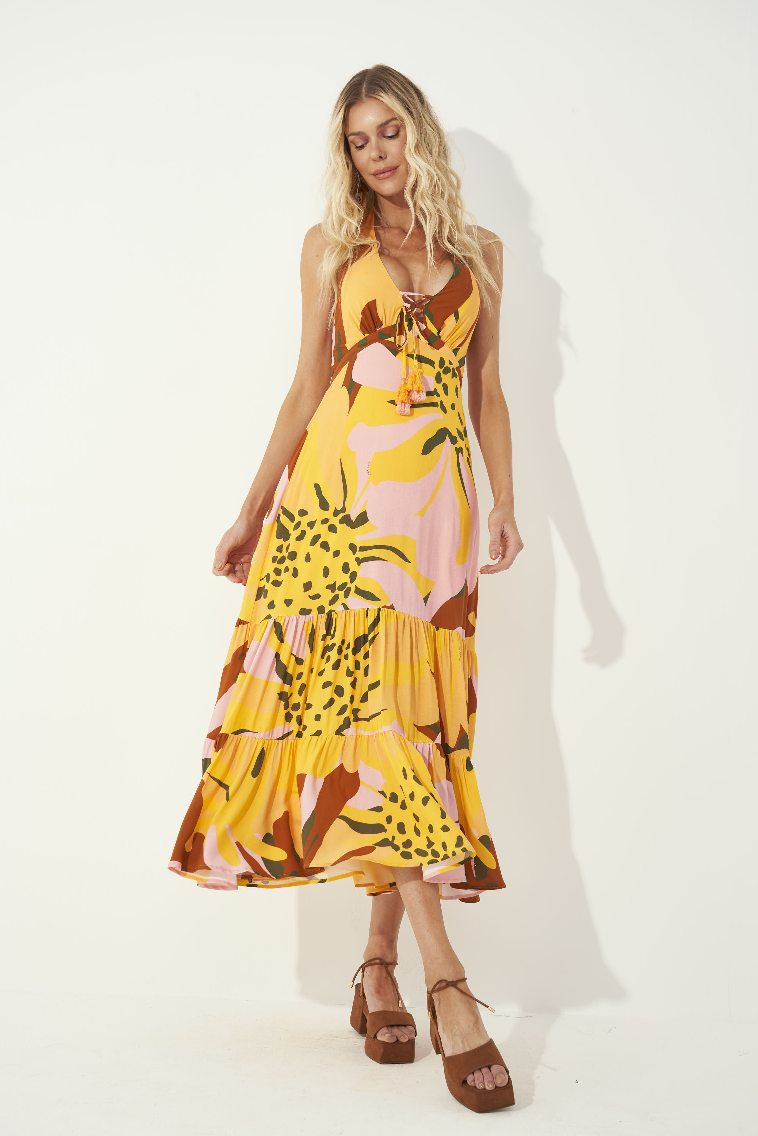 VESTIDO ESTAMPADO M MAXI HIBISCO