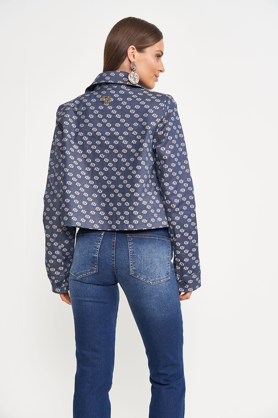 JAQUETA JACQUARD M AZUL/BEGE