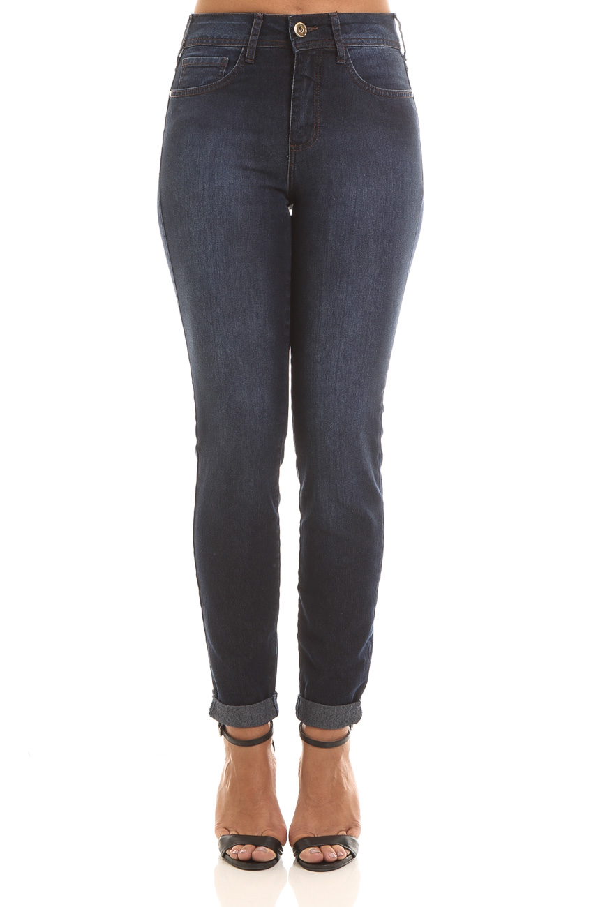 CALCA JEANS BIA COM DOBRA 38 INDIGO