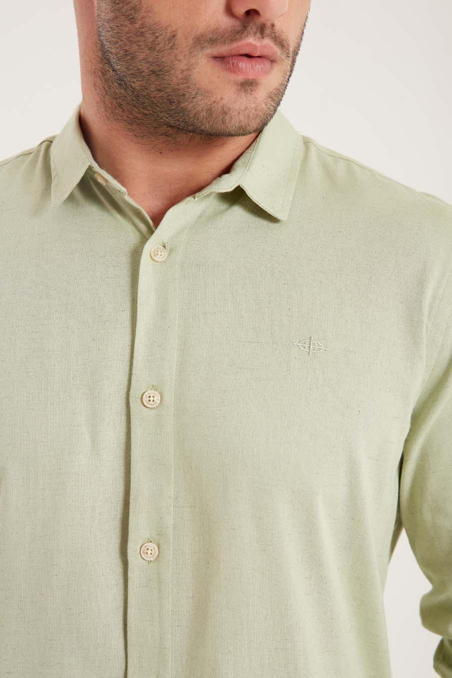 CAMISA LINHO CASUAL GG BEGE ITALIAN