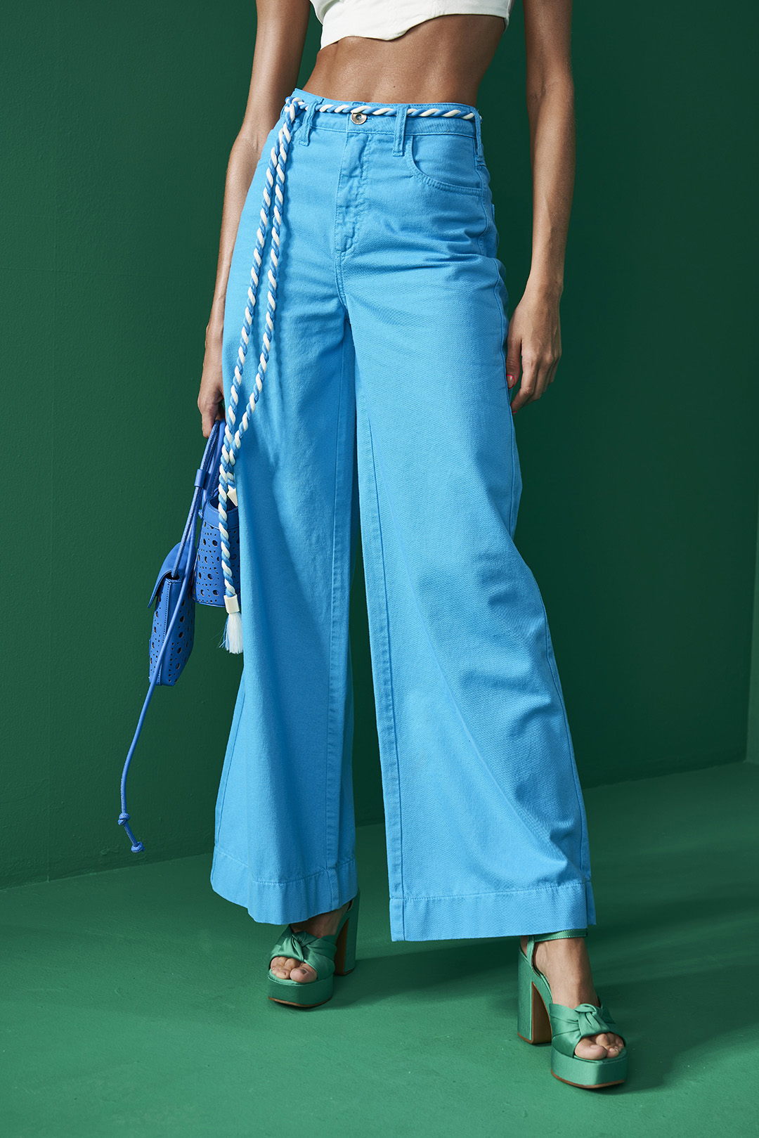 CALÇA SARJA PANTALONA 40 AZUL SWIN
