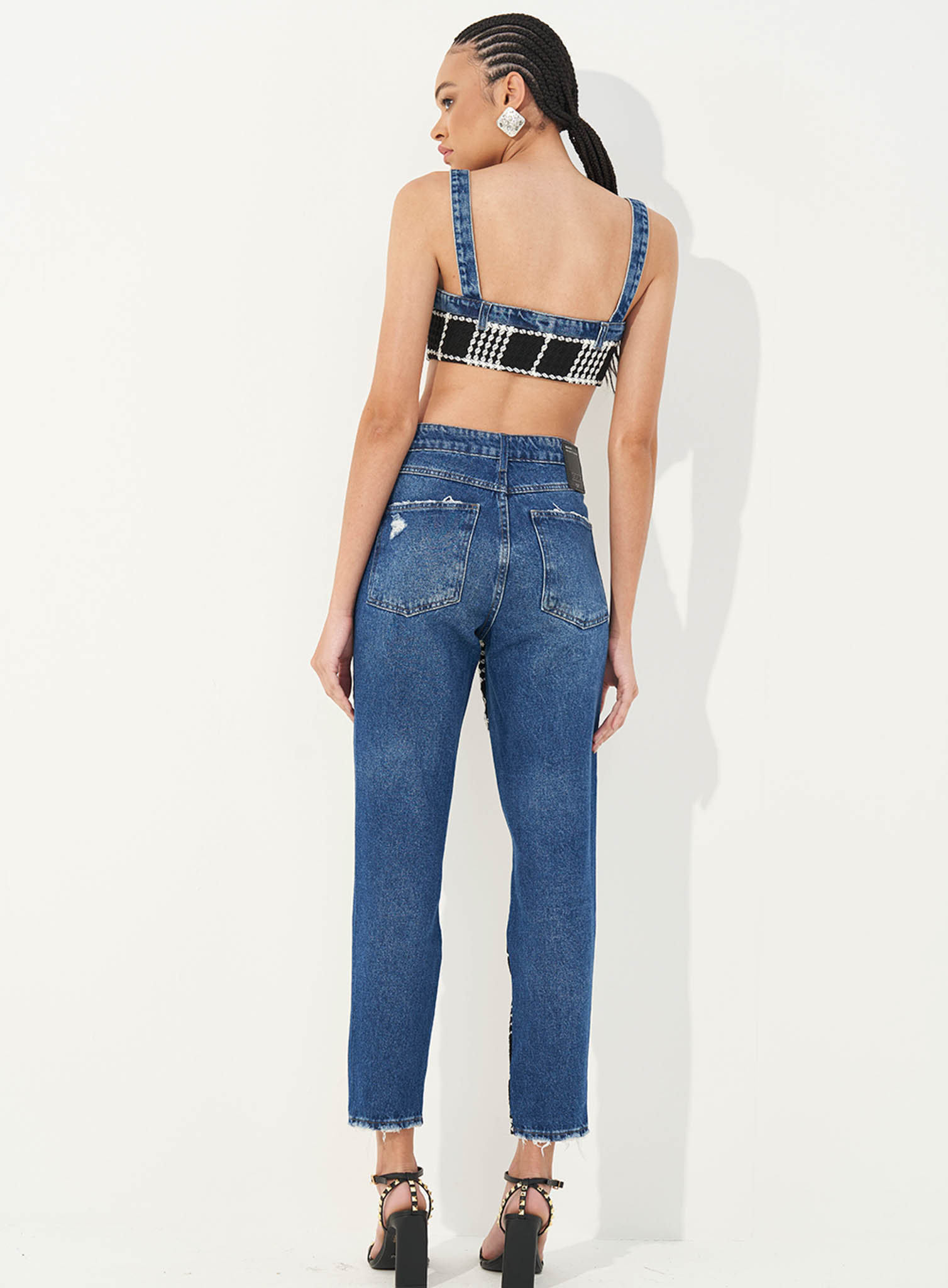 CALÇA JEANS BRUNA COM TWEED 42 INDIGO