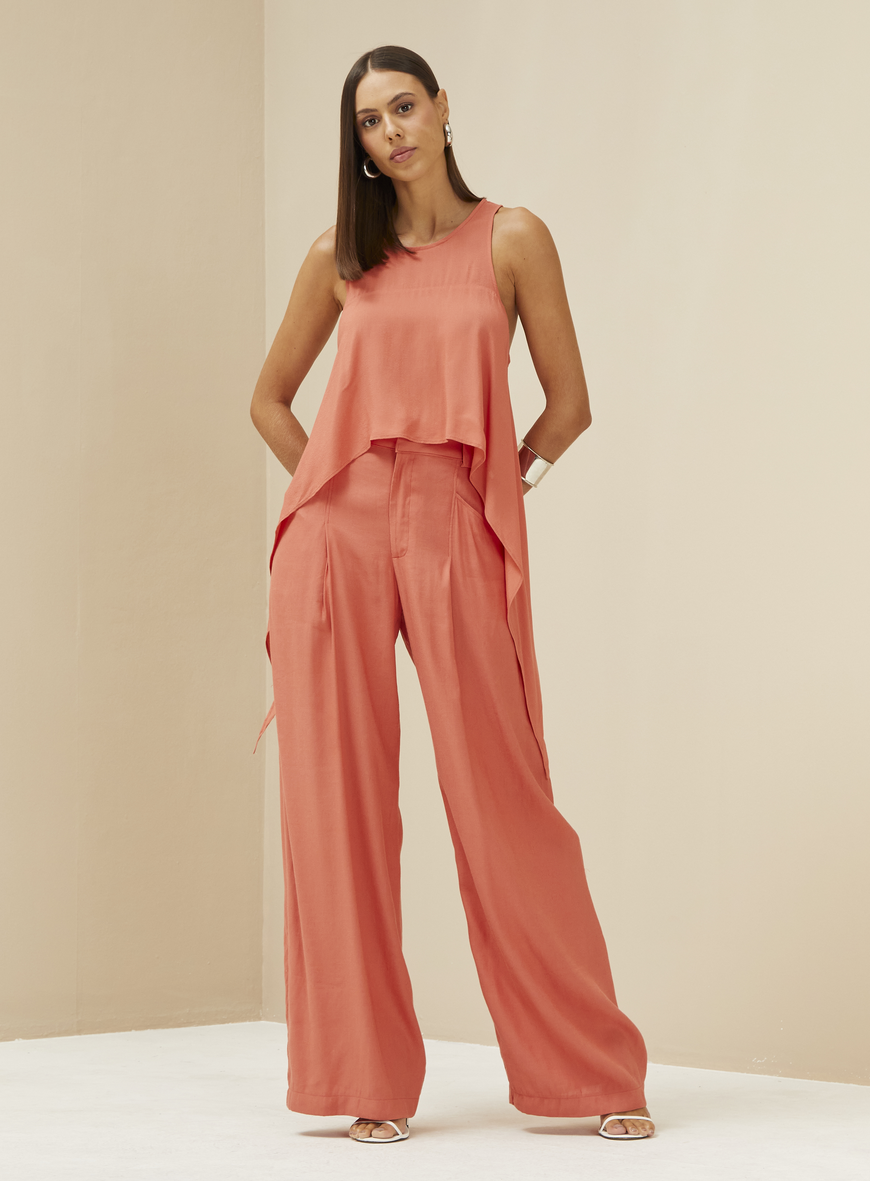 CALÇA LINHO 42 VERMELHO GAVEA