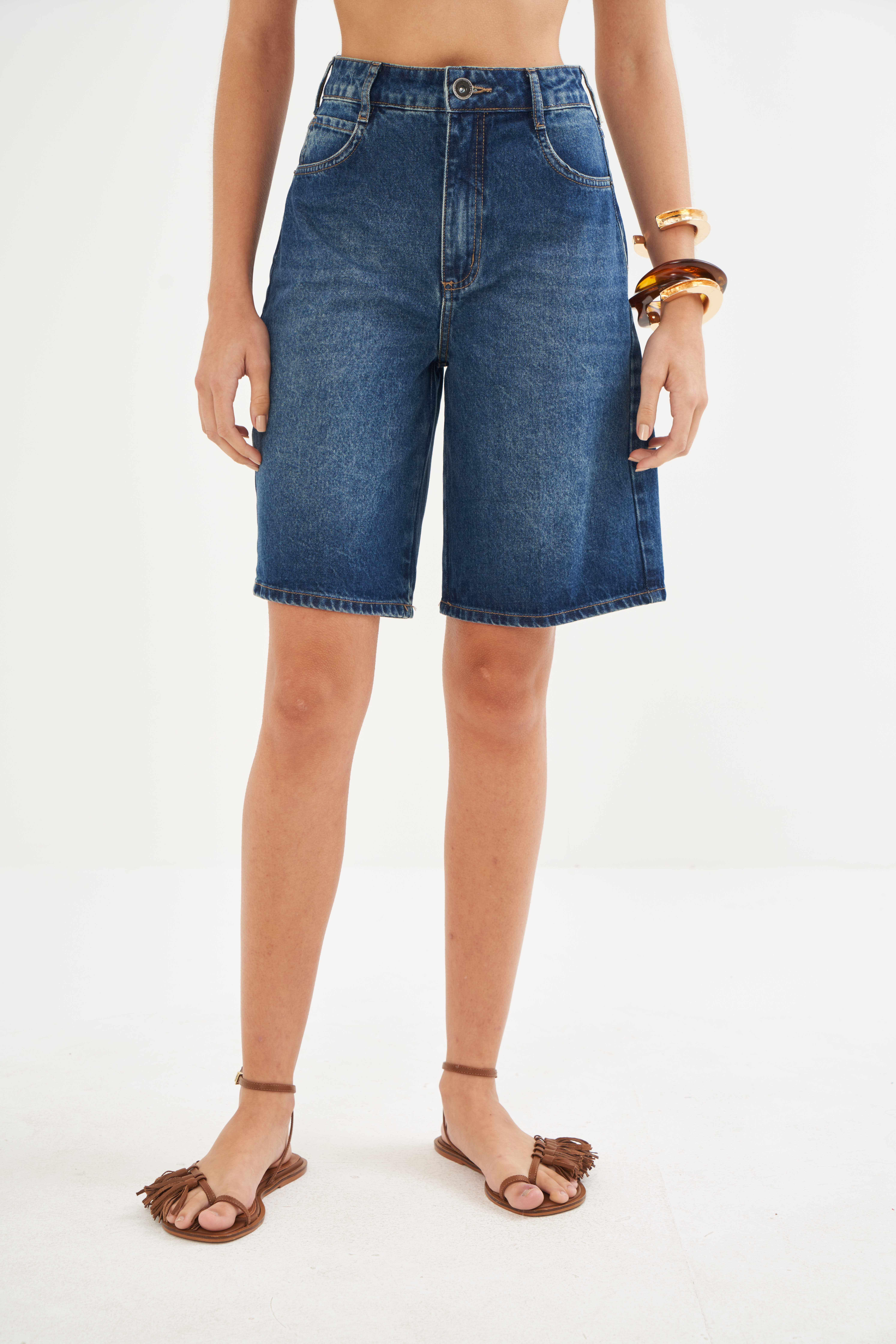 BERMUDA JEANS JOANA 38 INDIGO