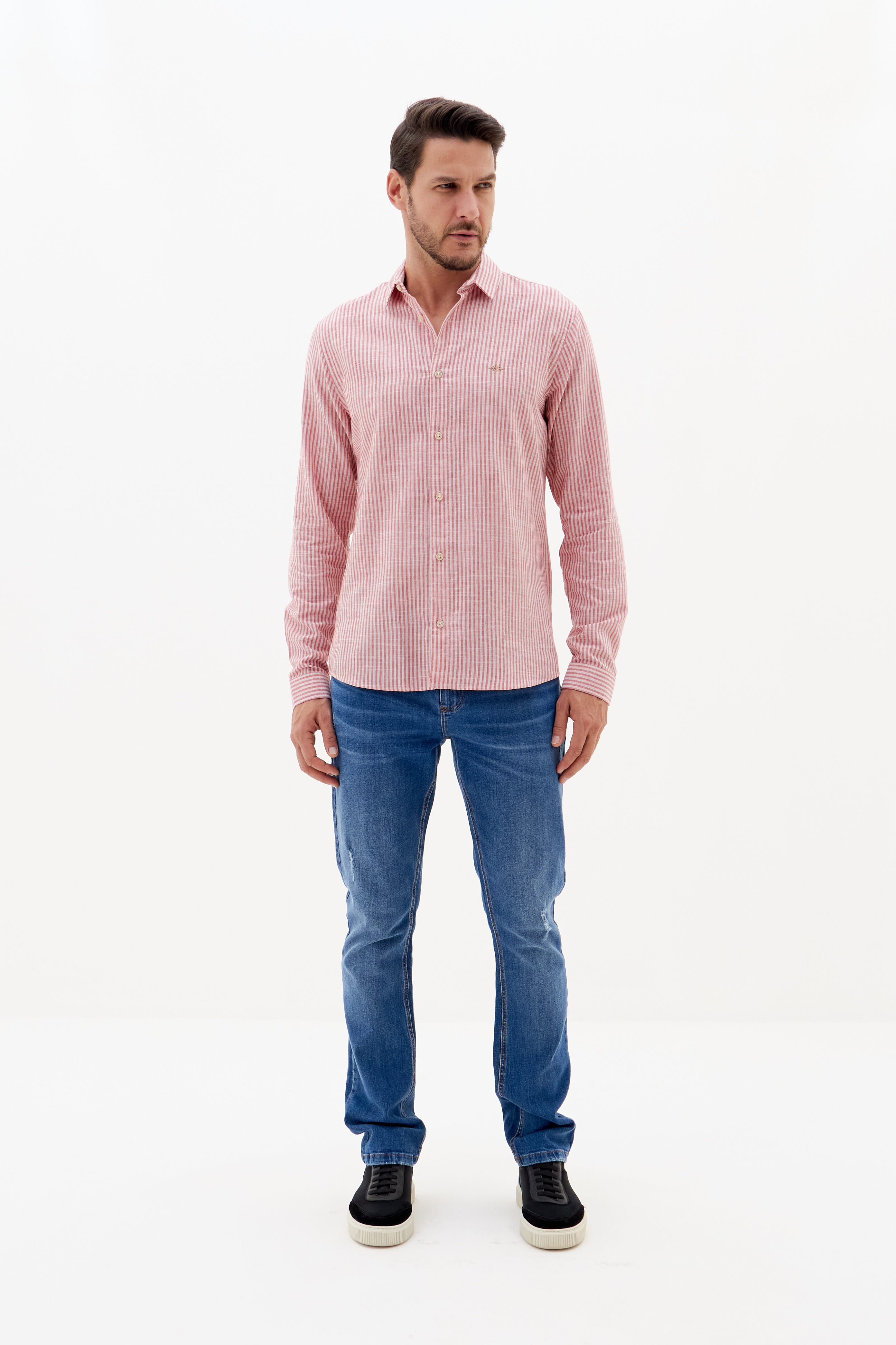 CAMISA LINHO LISTRADA CASUAL M LISTRADO BG/VER