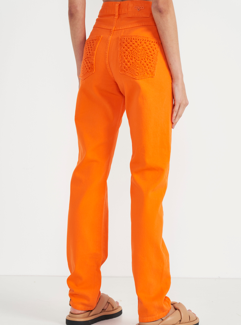 CALÇA SARJA KENDALL DETALHE CROCHÊ 36 LARANJA HEAT
