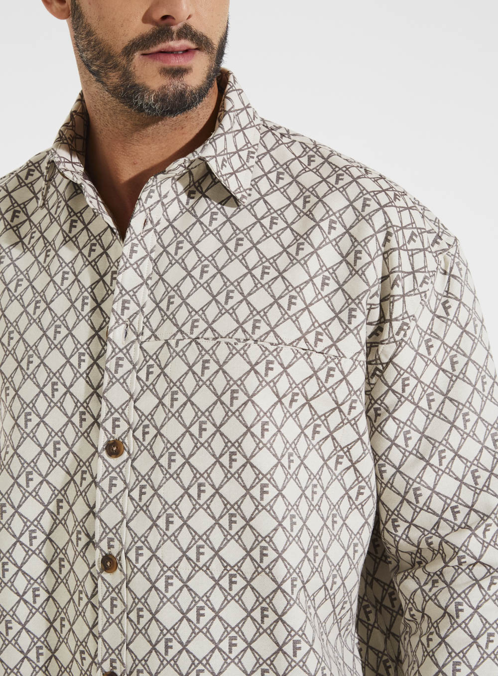 CAMISA JACQUARD BARCELONA M OFF/MARROM