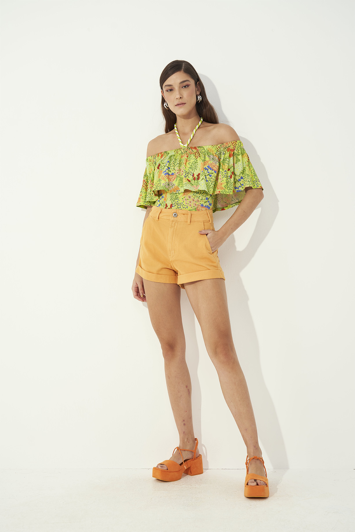 SHORT SARJA BRUNA 36 LARANJA ALAMAND