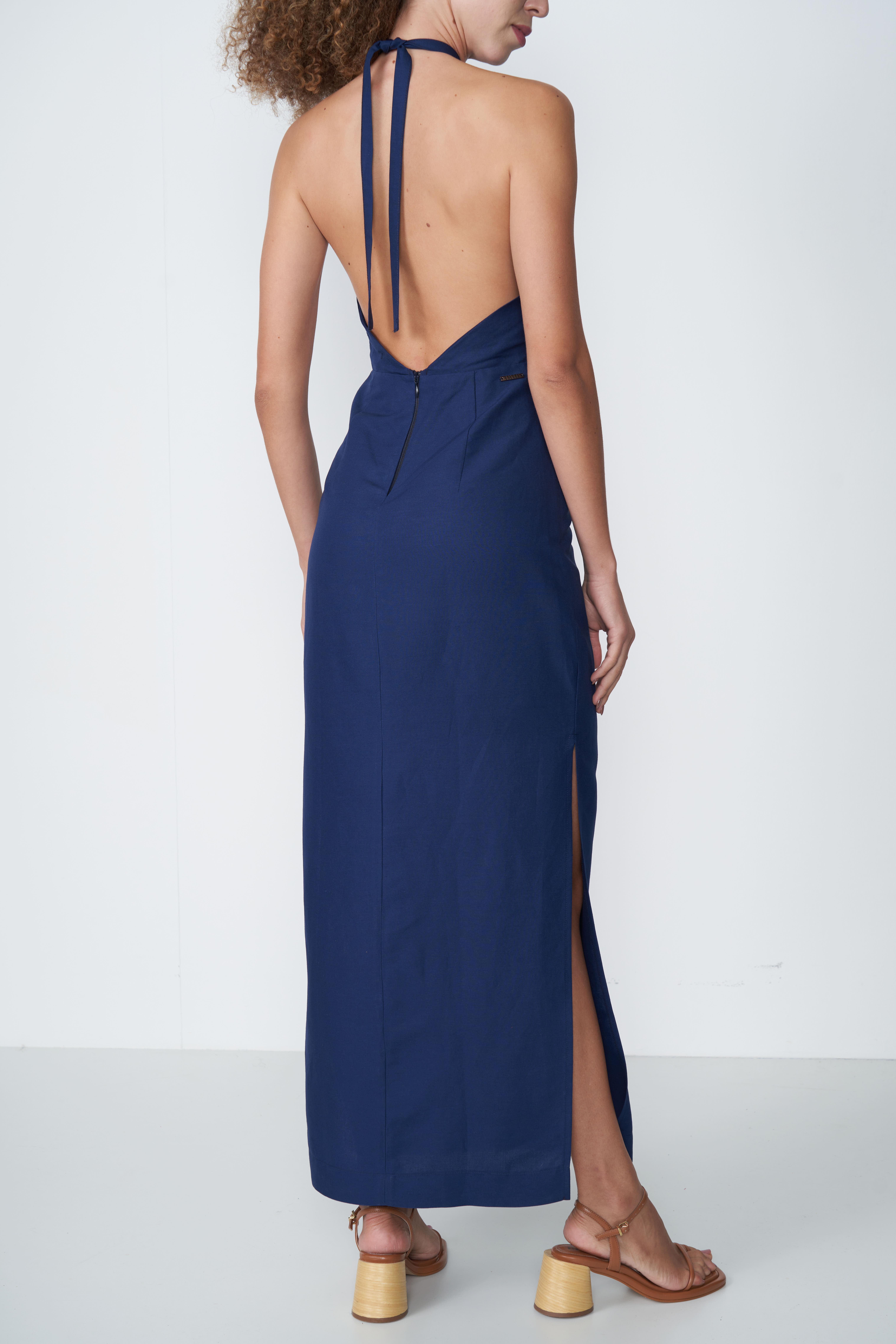 VESTIDO LINHO G AZUL DARKNESS